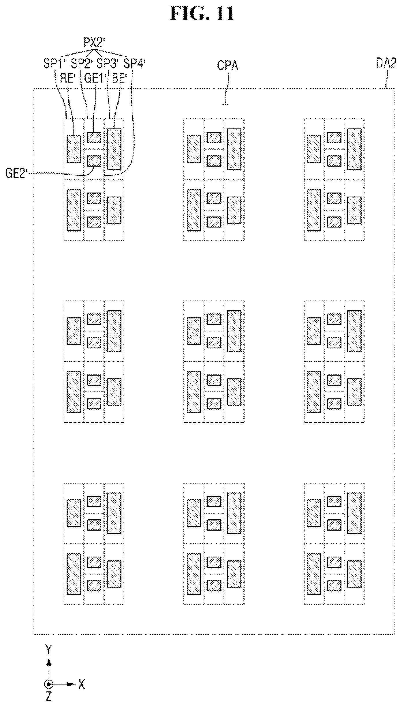 Patent US12433100 Figure 11 – Display device having crack prevention portions on a side portion and method of fabricating the same