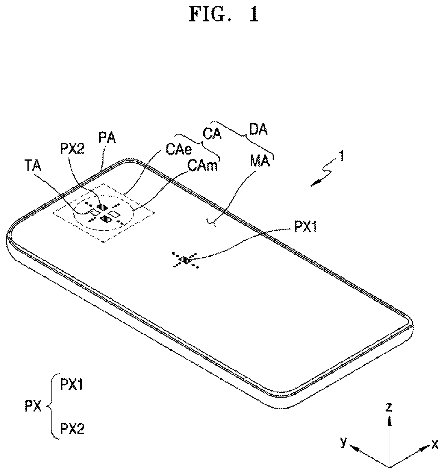 Patent US12433103 Figure 1 – Display apparatus