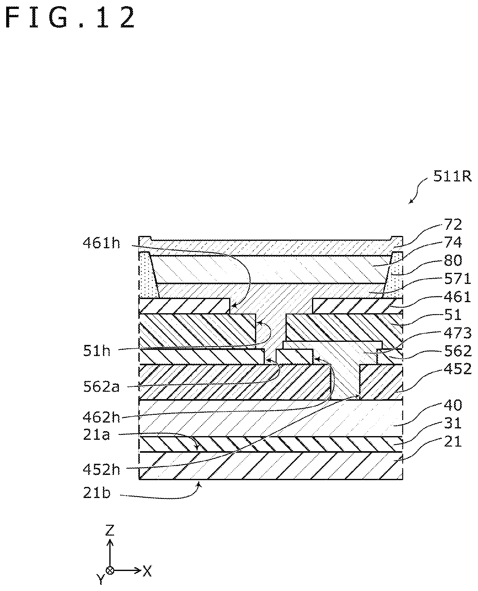 Patent US12433108 Figure 12 – Display apparatus including through portions penetrating barrier layers