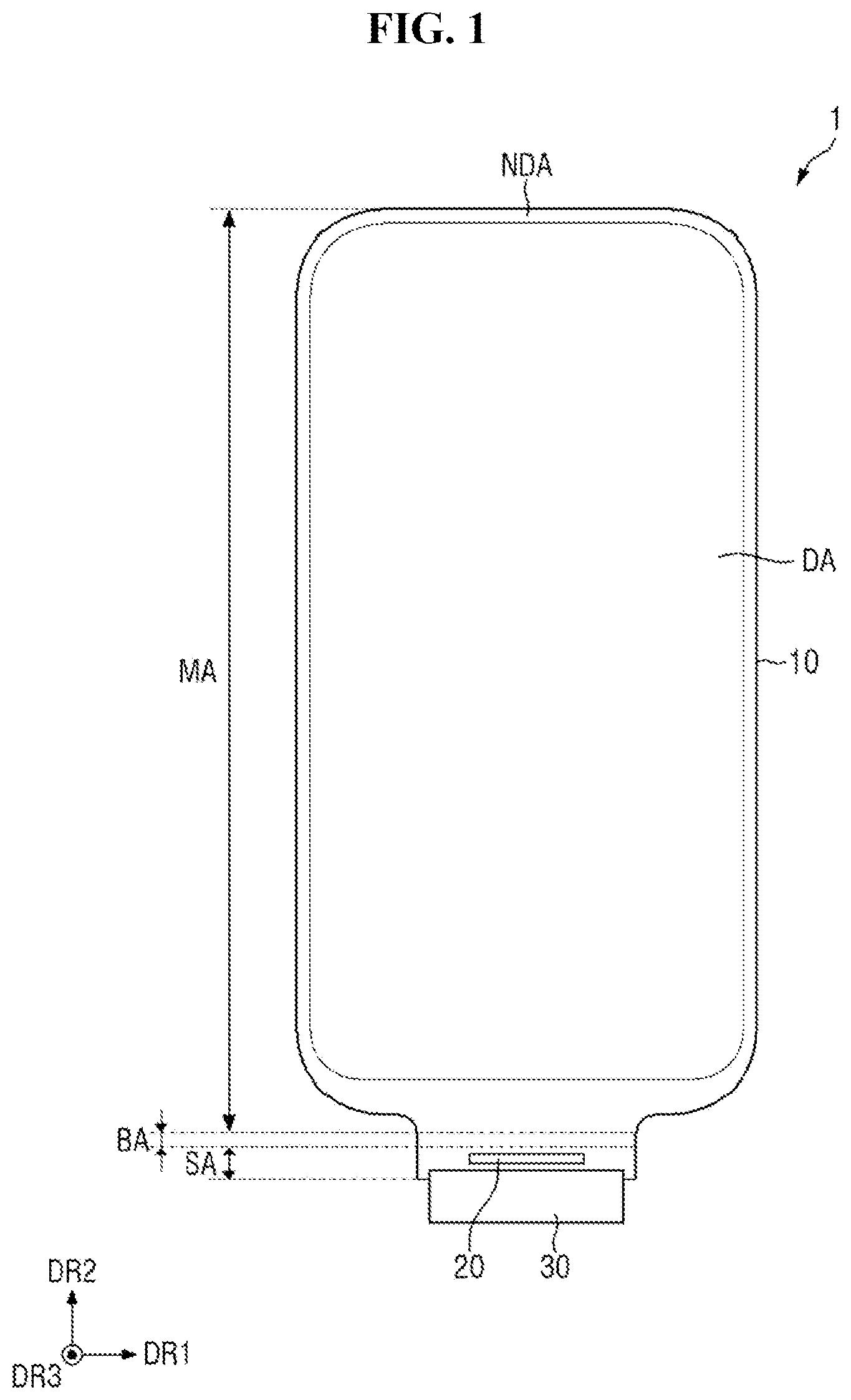 Patent US12433110 — Display device with recess in insulating films — Figure 1