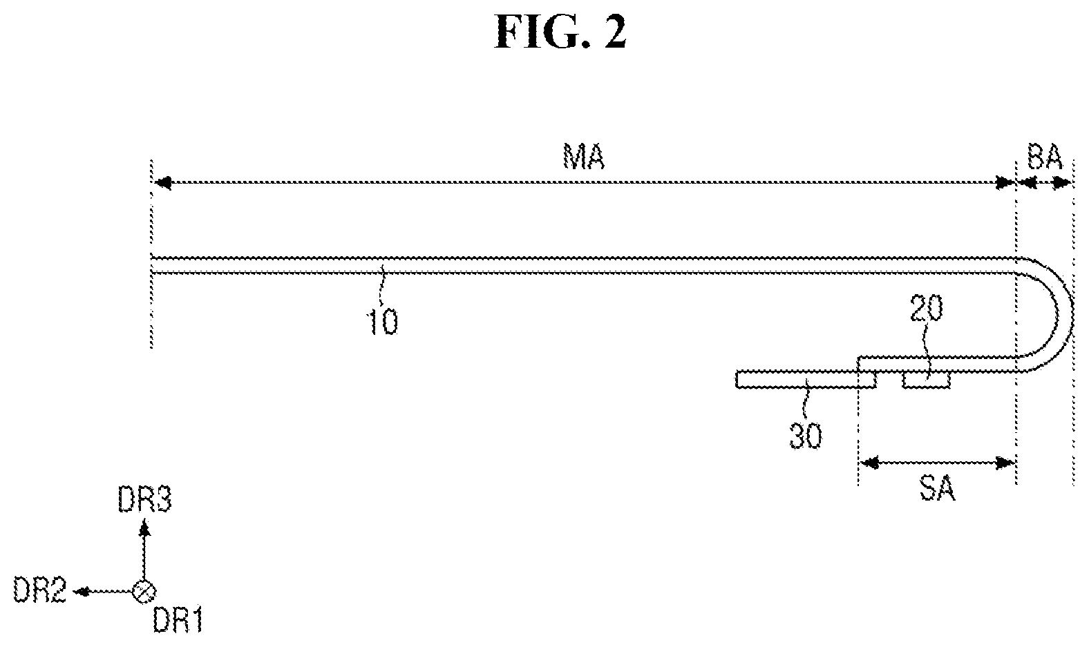 Patent US12433110 Figure 2 – Display device with recess in insulating films