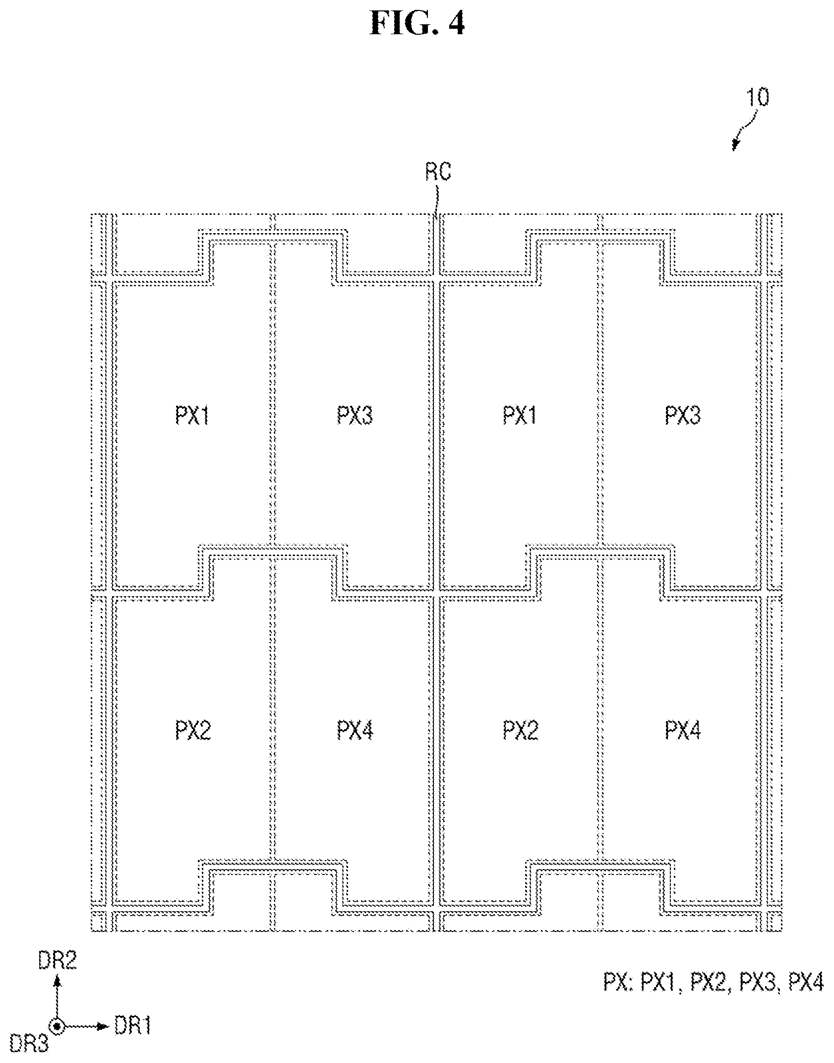 Patent US12433110 Figure 4 – Display device with recess in insulating films