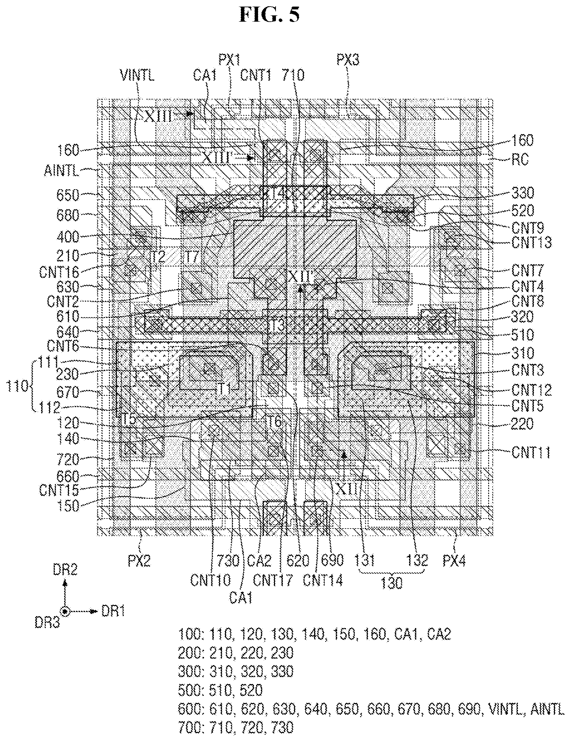 Patent US12433110 Figure 5 – Display device with recess in insulating films