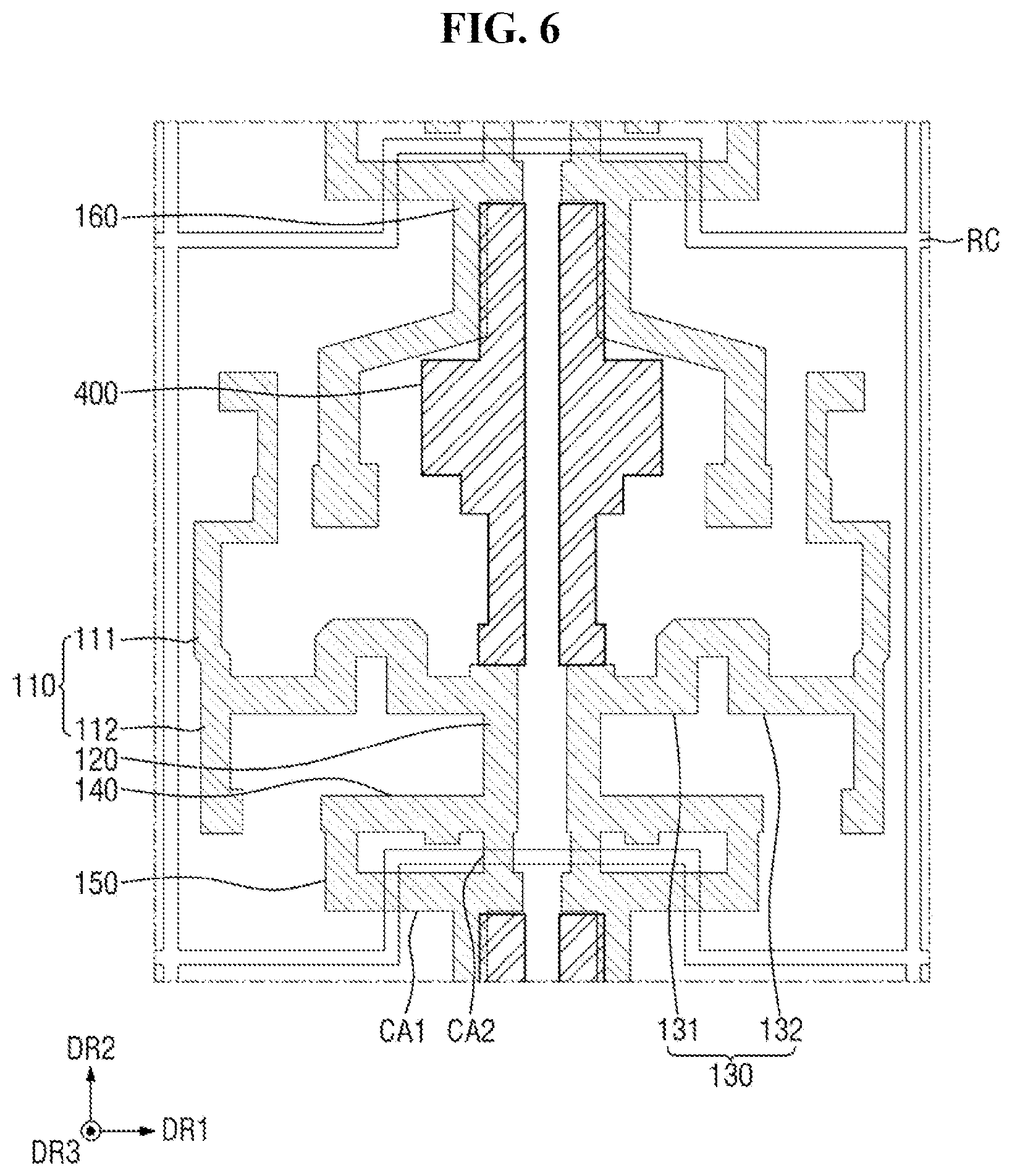 Patent US12433110 Figure 6 – Display device with recess in insulating films