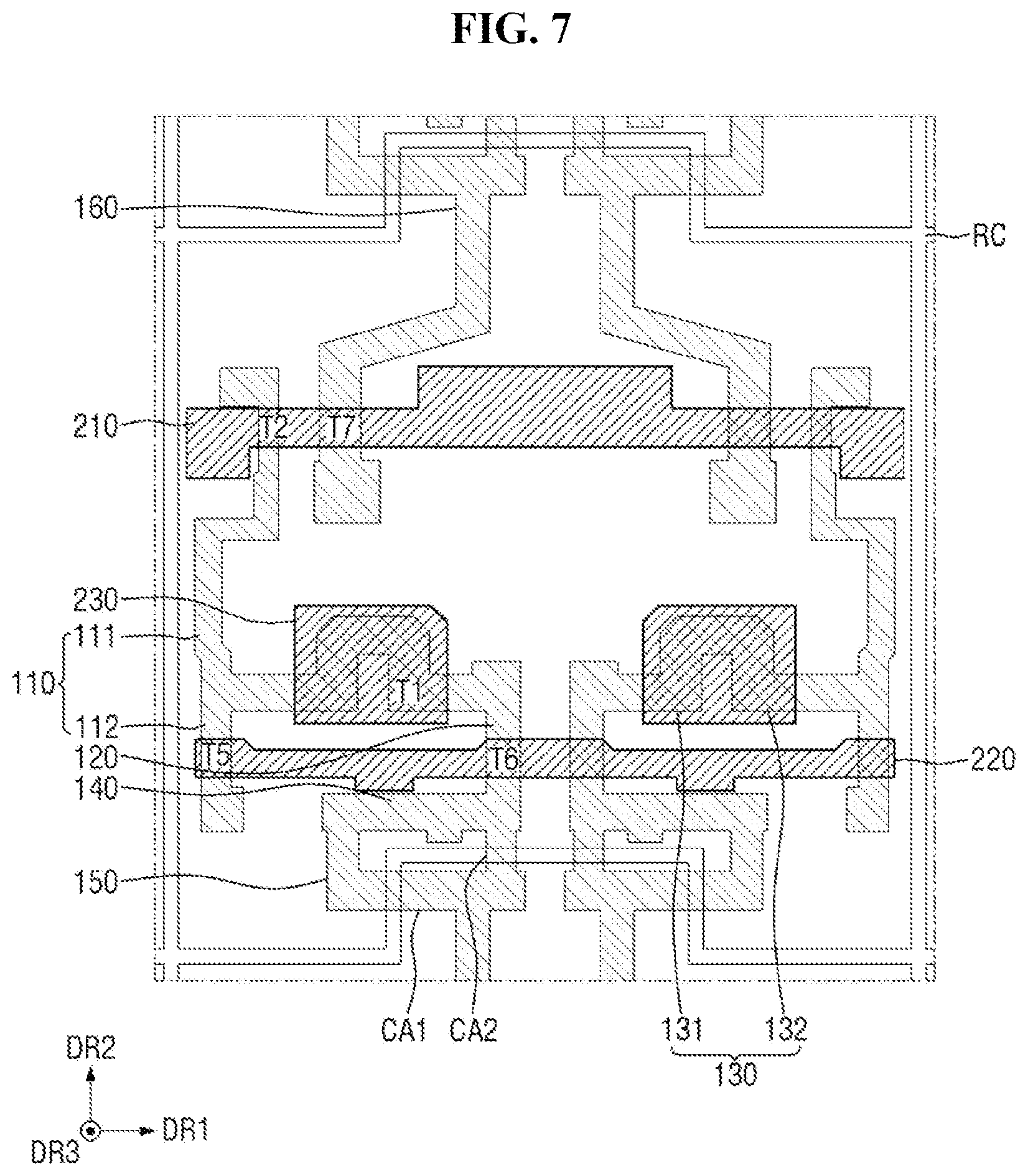 Patent US12433110 Figure 7 – Display device with recess in insulating films