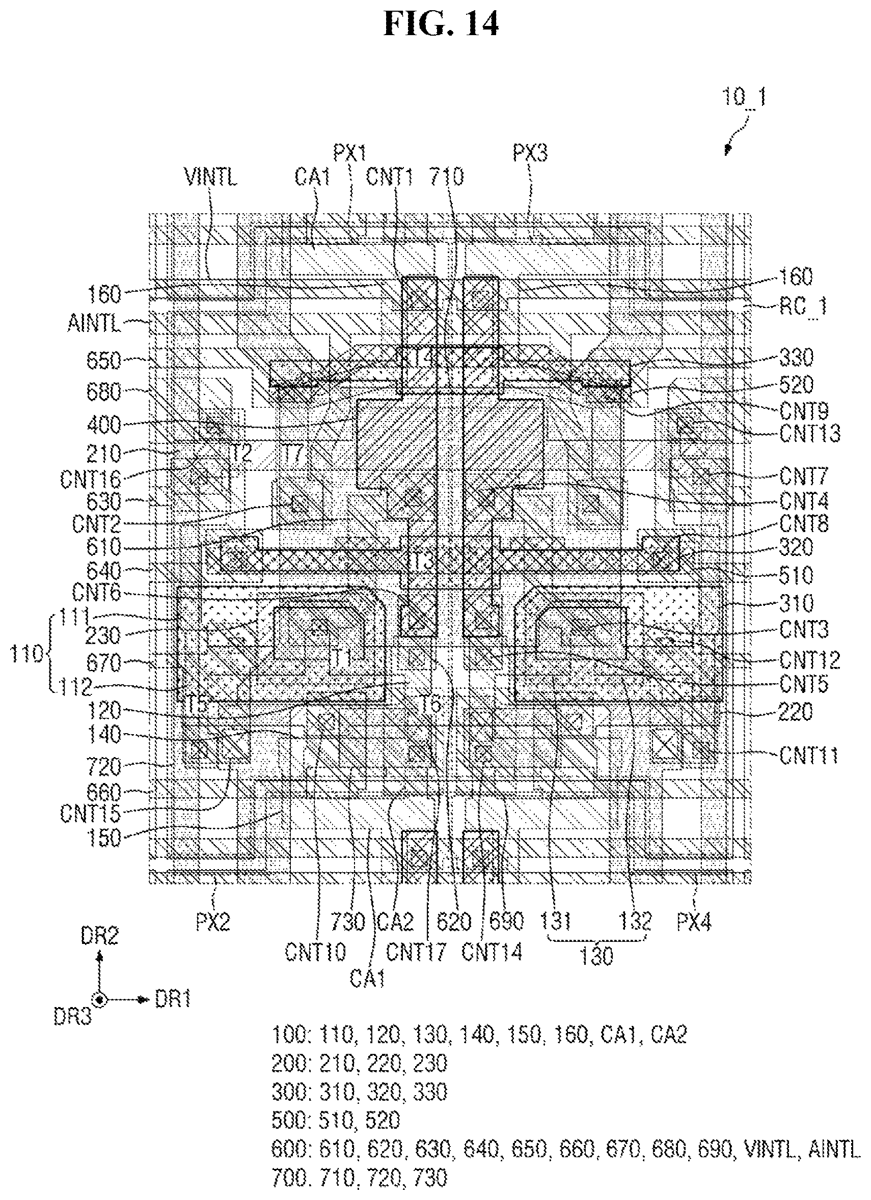 Patent US12433110 Figure 14 – Display device with recess in insulating films