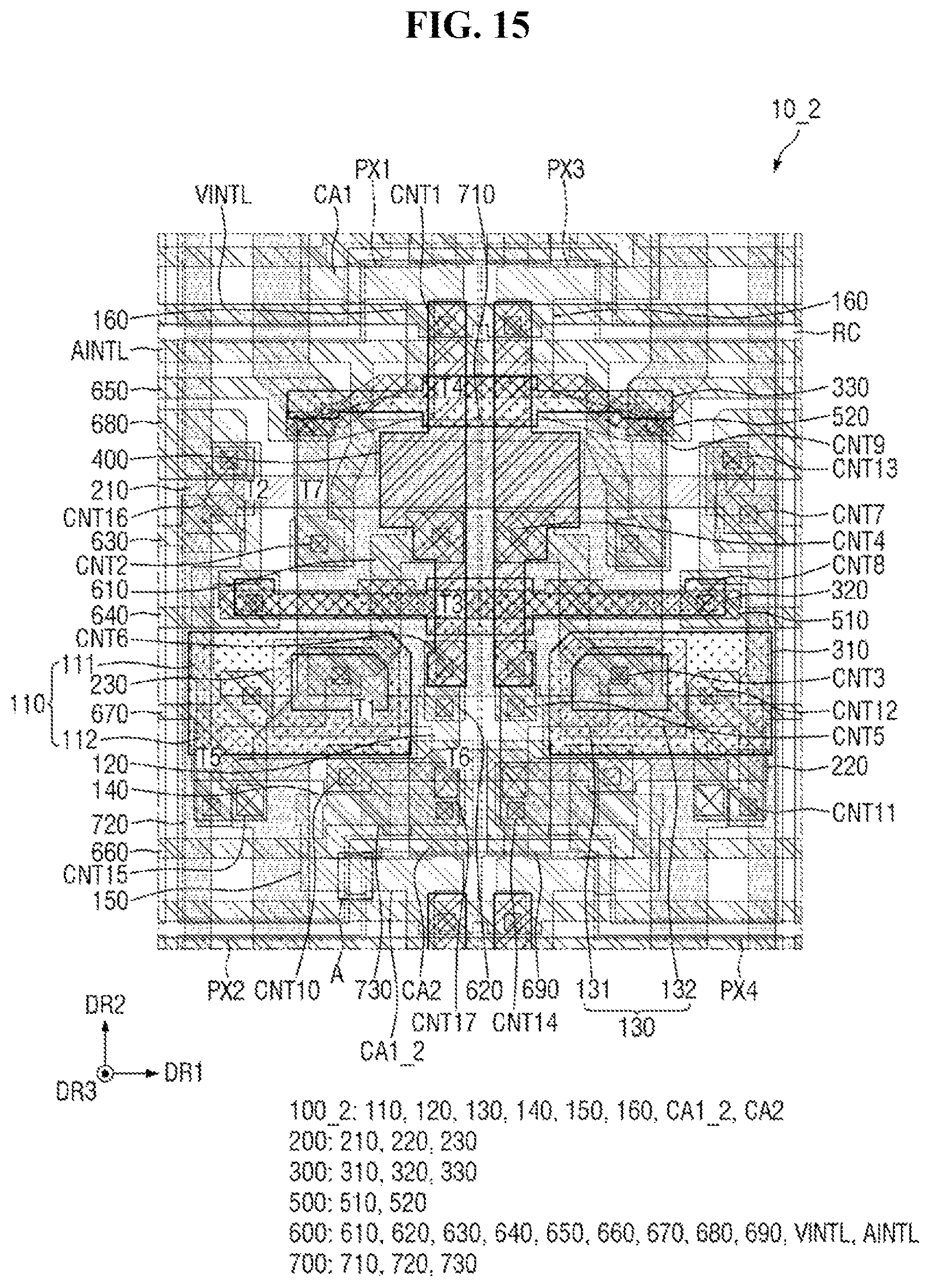 Patent US12433110 Figure 15 – Display device with recess in insulating films
