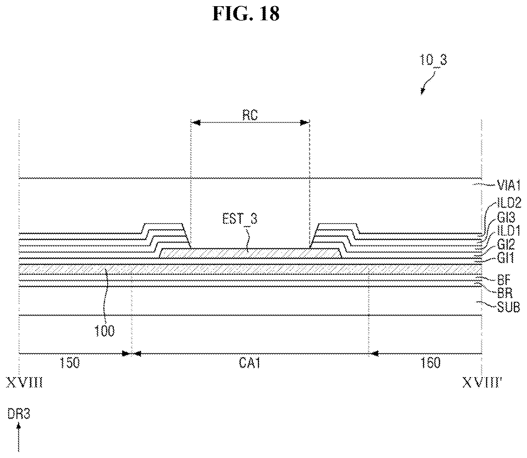 Patent US12433110 Figure 18 – Display device with recess in insulating films