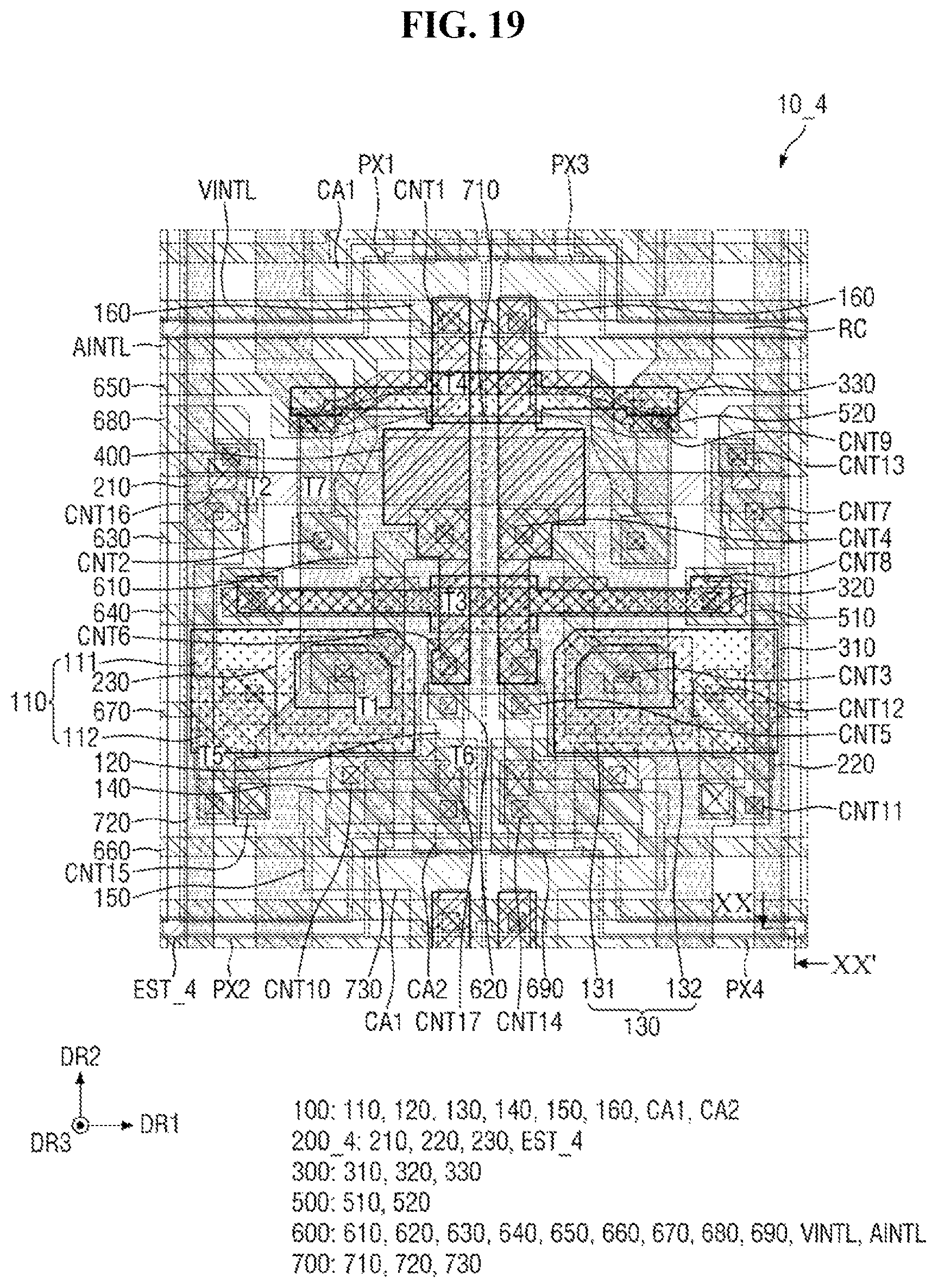 Patent US12433110 Figure 19 – Display device with recess in insulating films