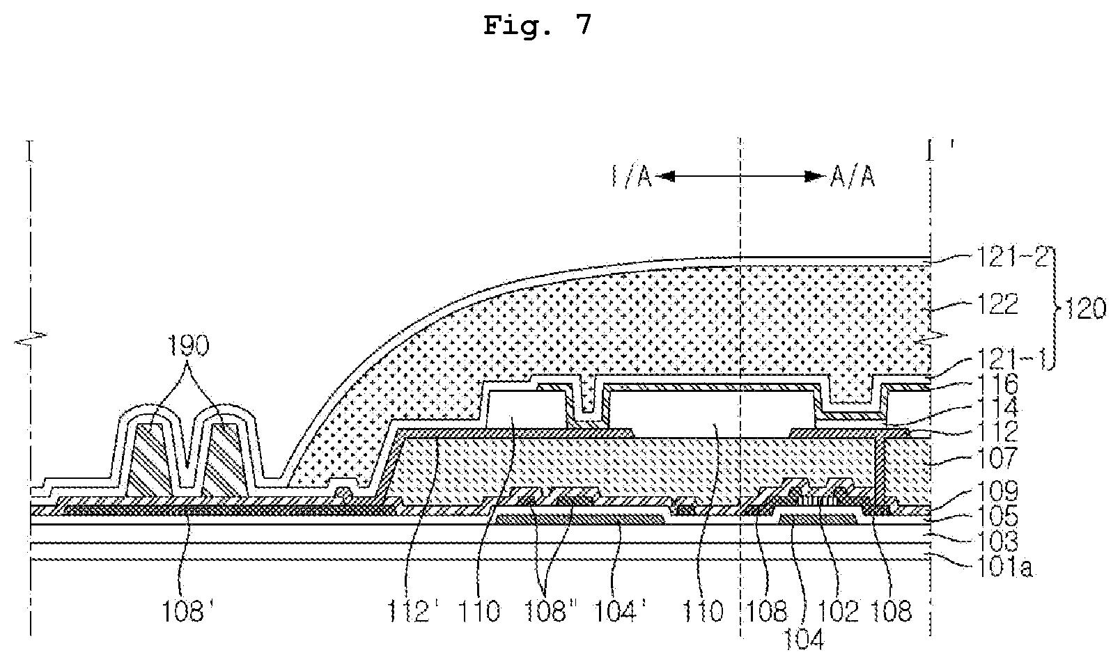 Patent US12433118 Figure 5 – Organic light-emitting display device including conductive lines having inclined surface