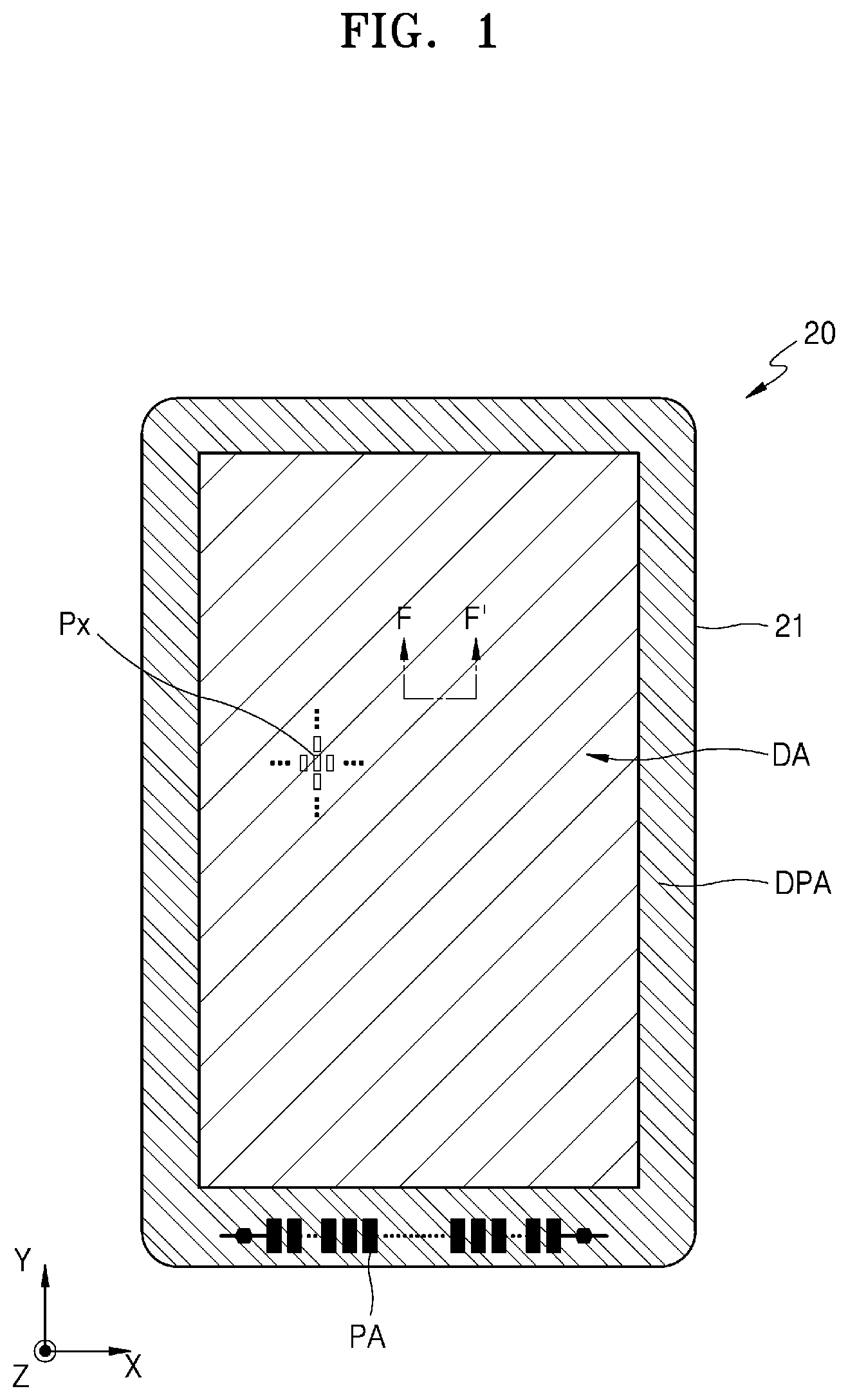 Patent US12433121 — Display device and method of manufacturing the same — Figure 1
