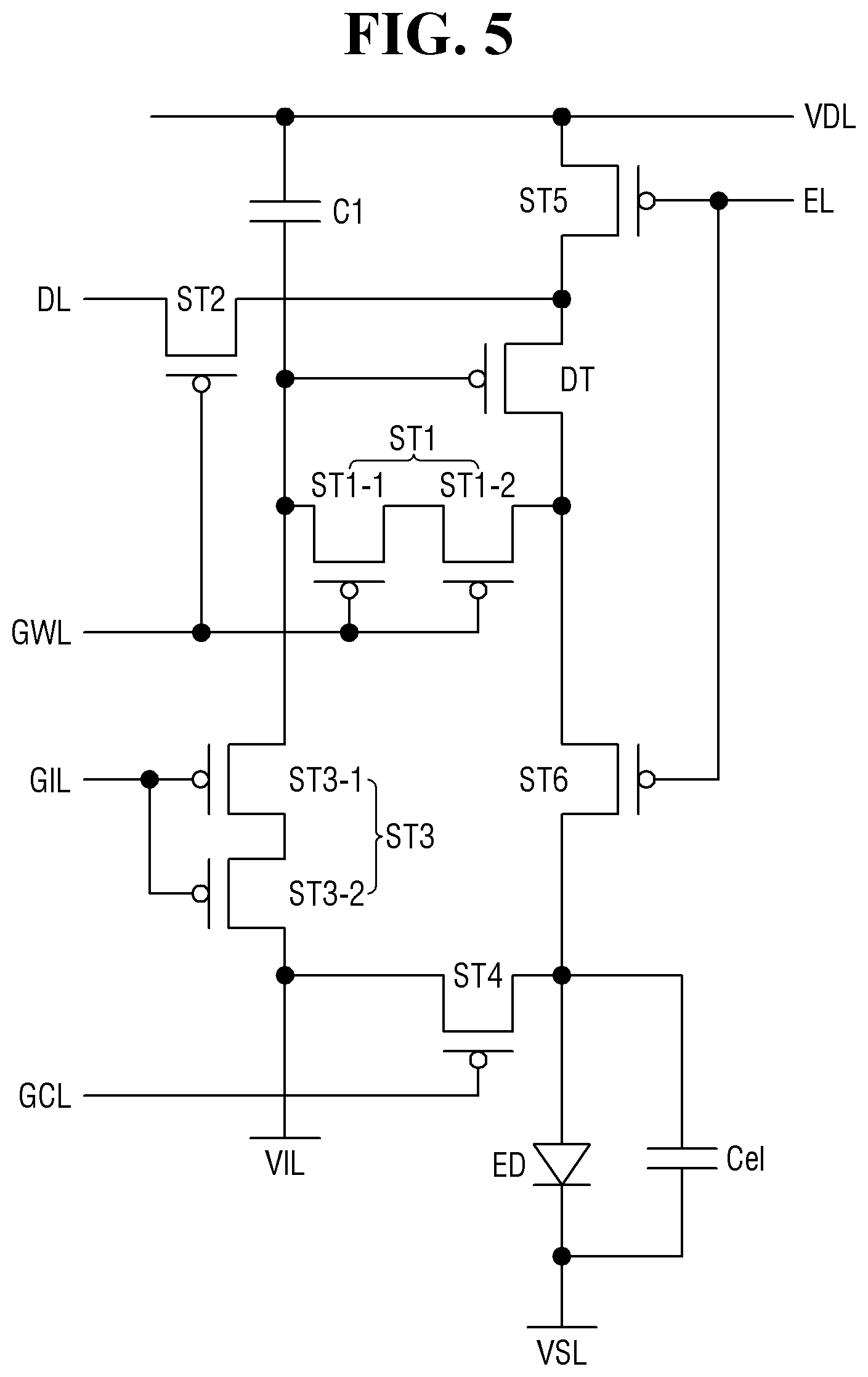Patent US12433122 Figure 5 – Display device including light emitting elements selectively electrically connected to emit light