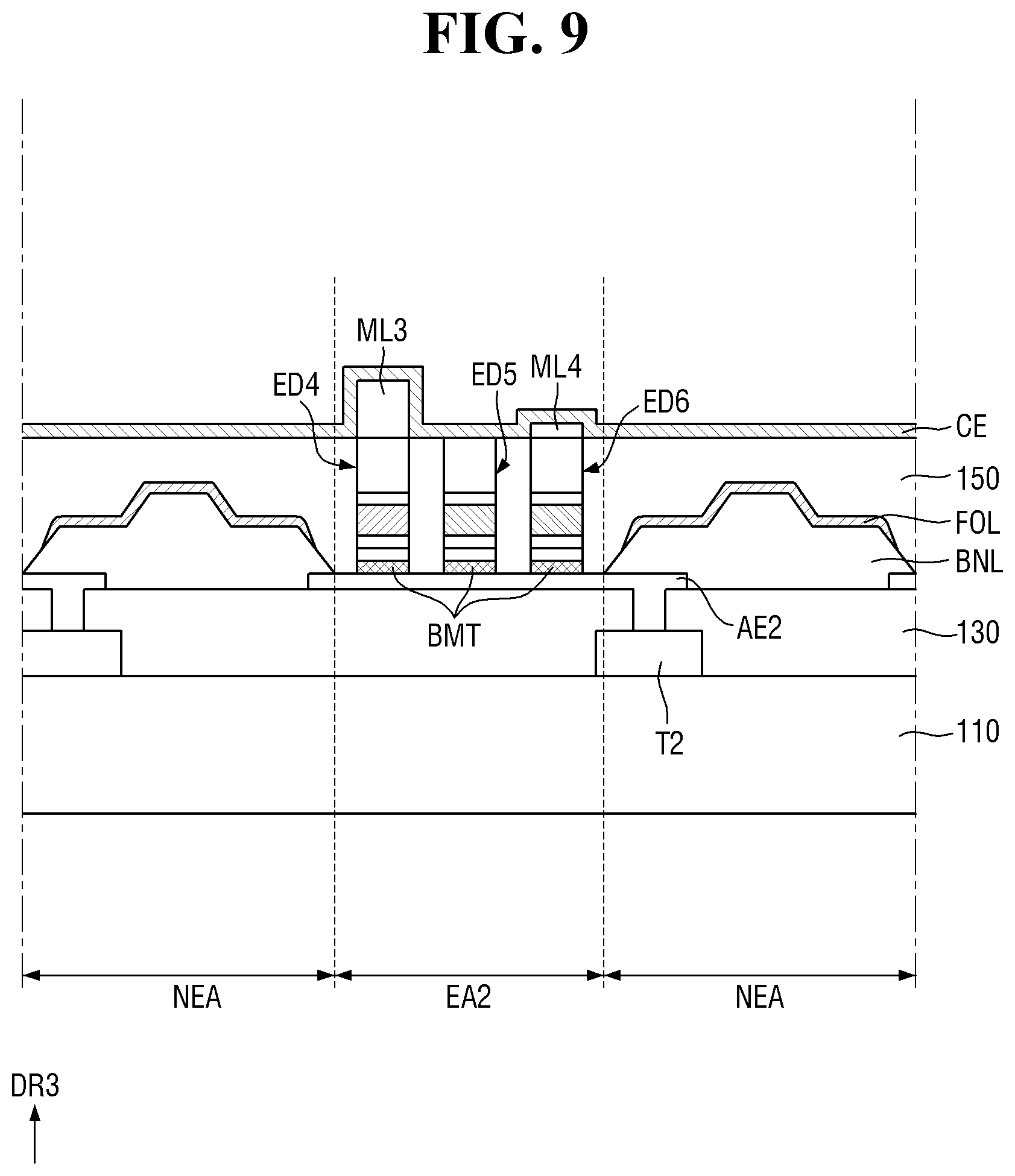 Patent US12433122 Figure 9 – Display device including light emitting elements selectively electrically connected to emit light
