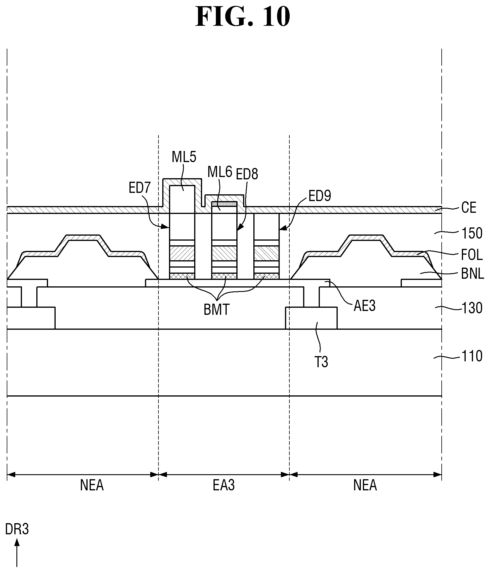 Patent US12433122 Figure 10 – Display device including light emitting elements selectively electrically connected to emit light