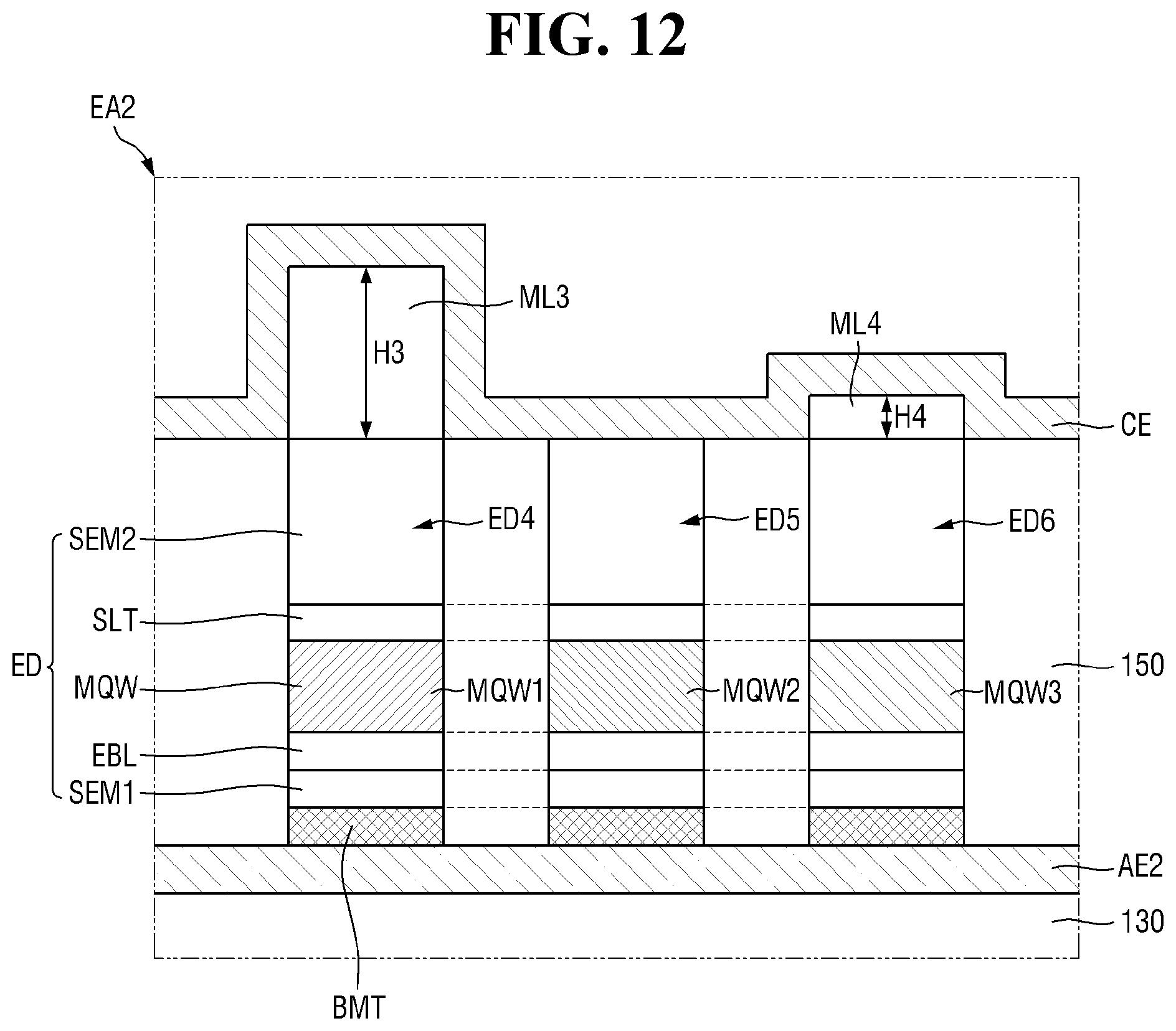 Patent US12433122 Figure 12 – Display device including light emitting elements selectively electrically connected to emit light