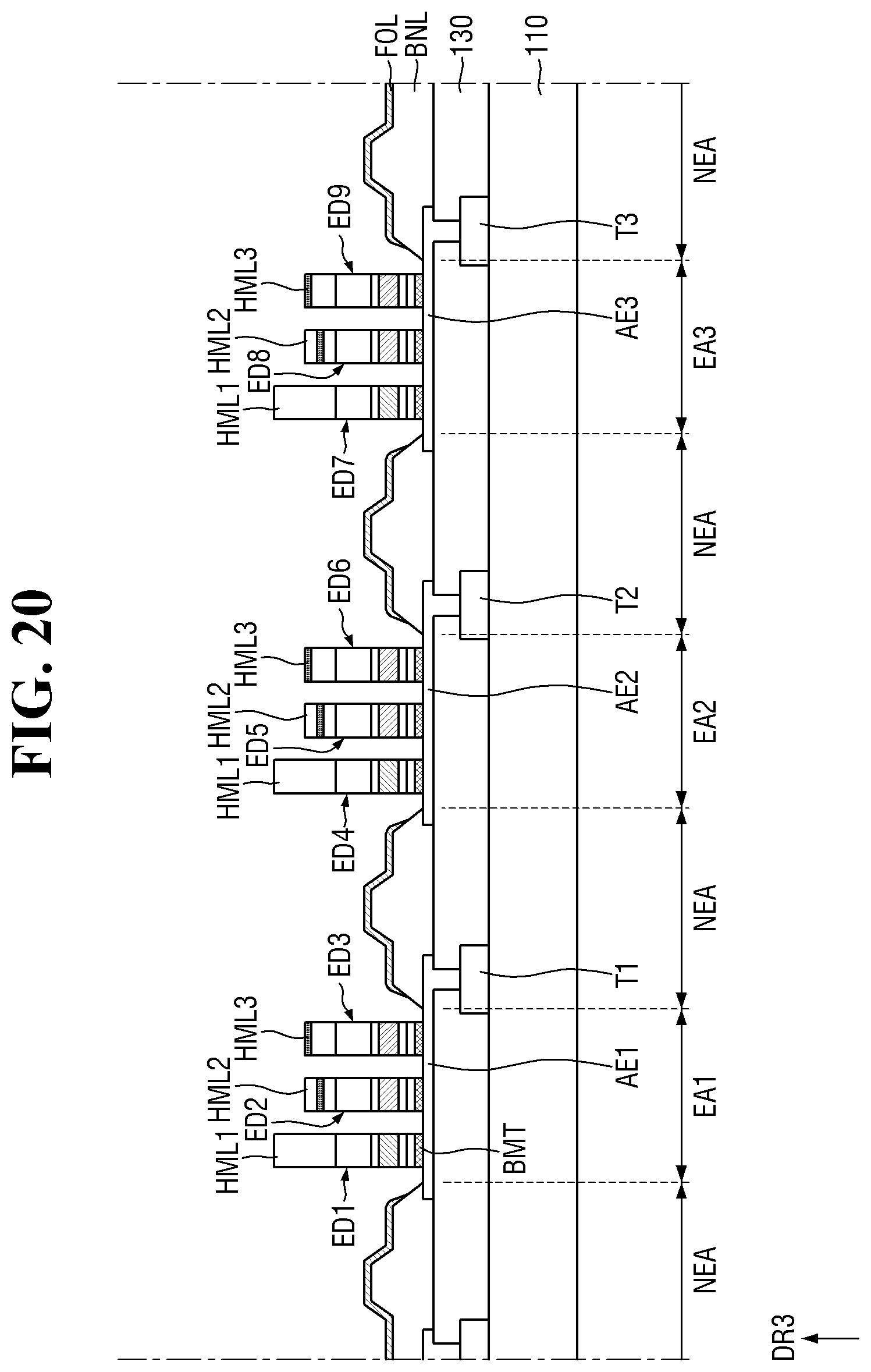 Patent US12433122 Figure 20 – Display device including light emitting elements selectively electrically connected to emit light