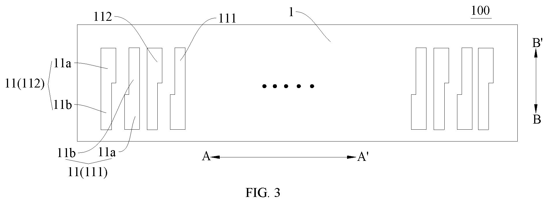 Patent US12433128 Figure 3 – Chip with pads of differing width and display module with the same
