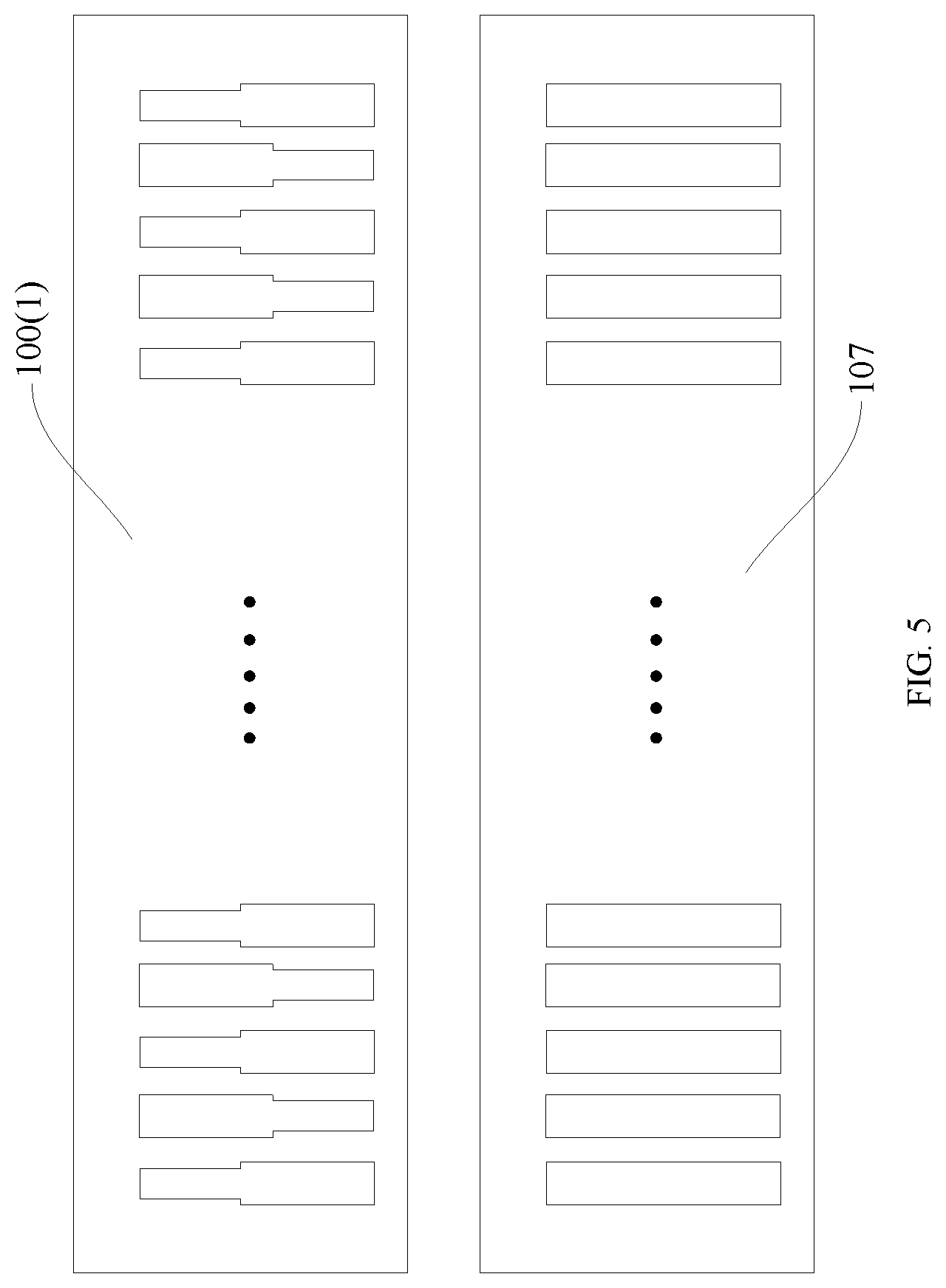 Patent US12433128 Figure 5 – Chip with pads of differing width and display module with the same