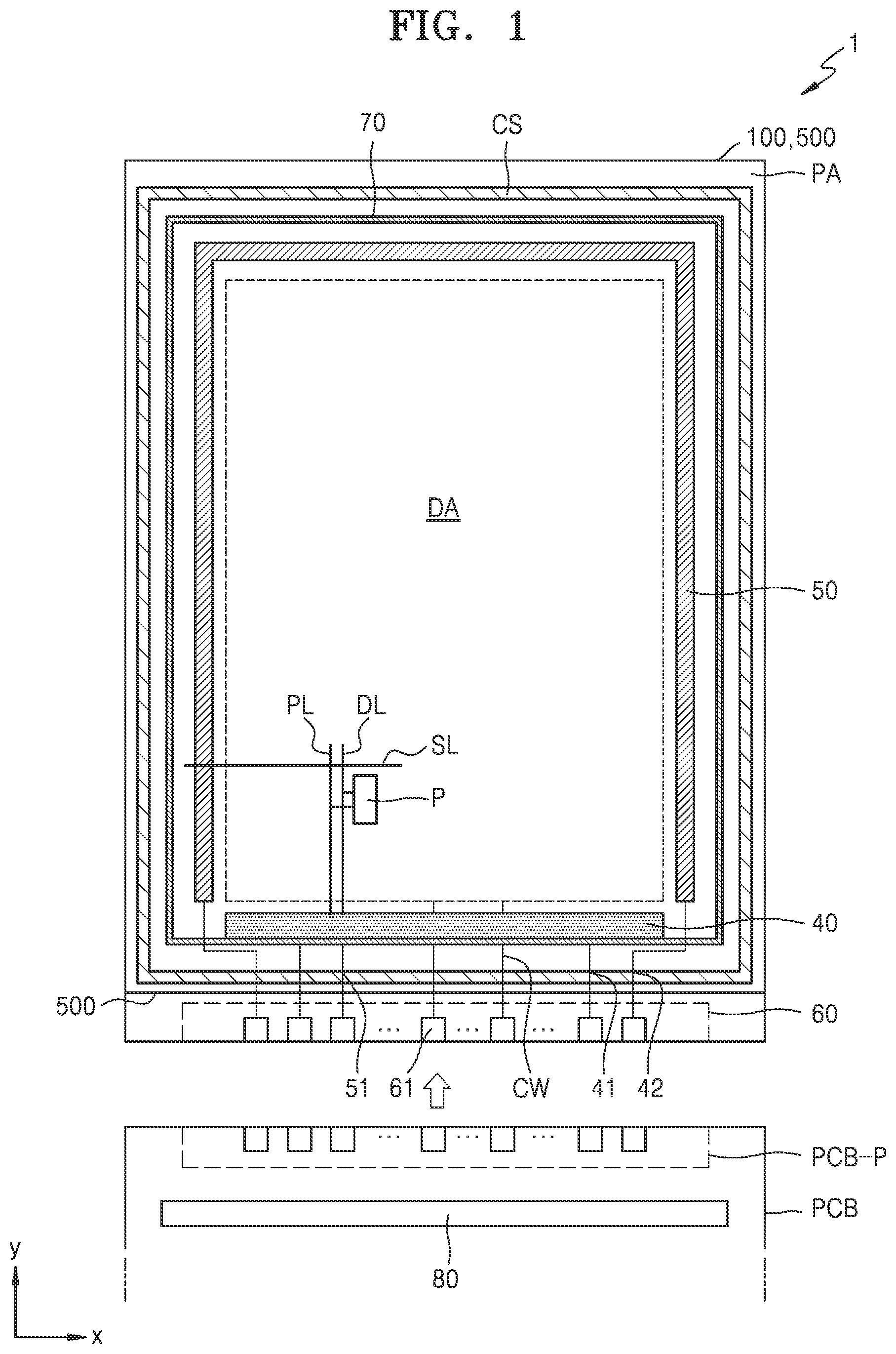 Patent US12433129 Figure 1 – Display apparatus having a bank layer including a first bank portion and a second bank portion