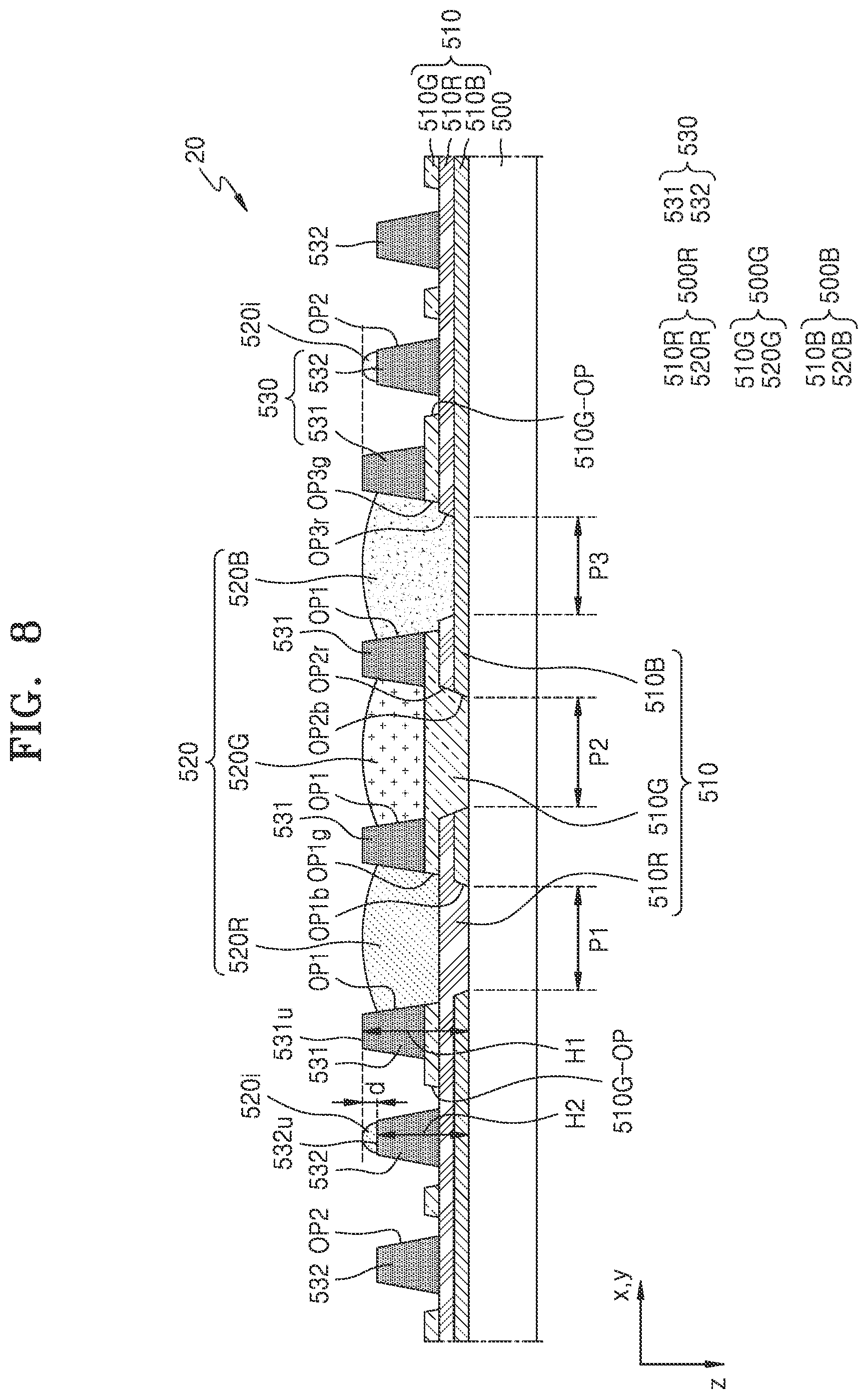 Patent US12433129 Figure 9 – Display apparatus having a bank layer including a first bank portion and a second bank portion
