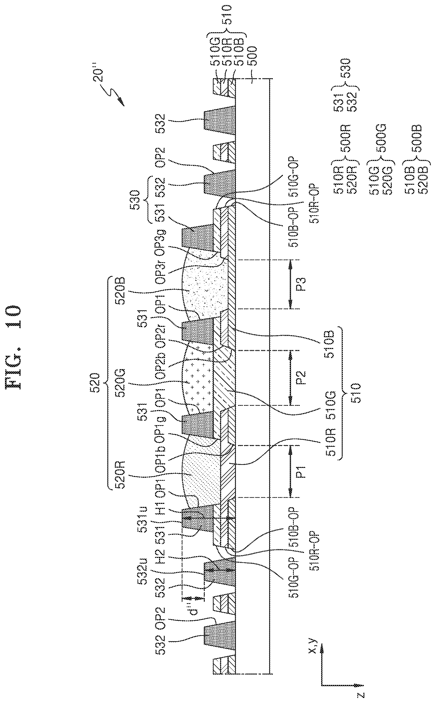 Patent US12433129 Figure 11 – Display apparatus having a bank layer including a first bank portion and a second bank portion