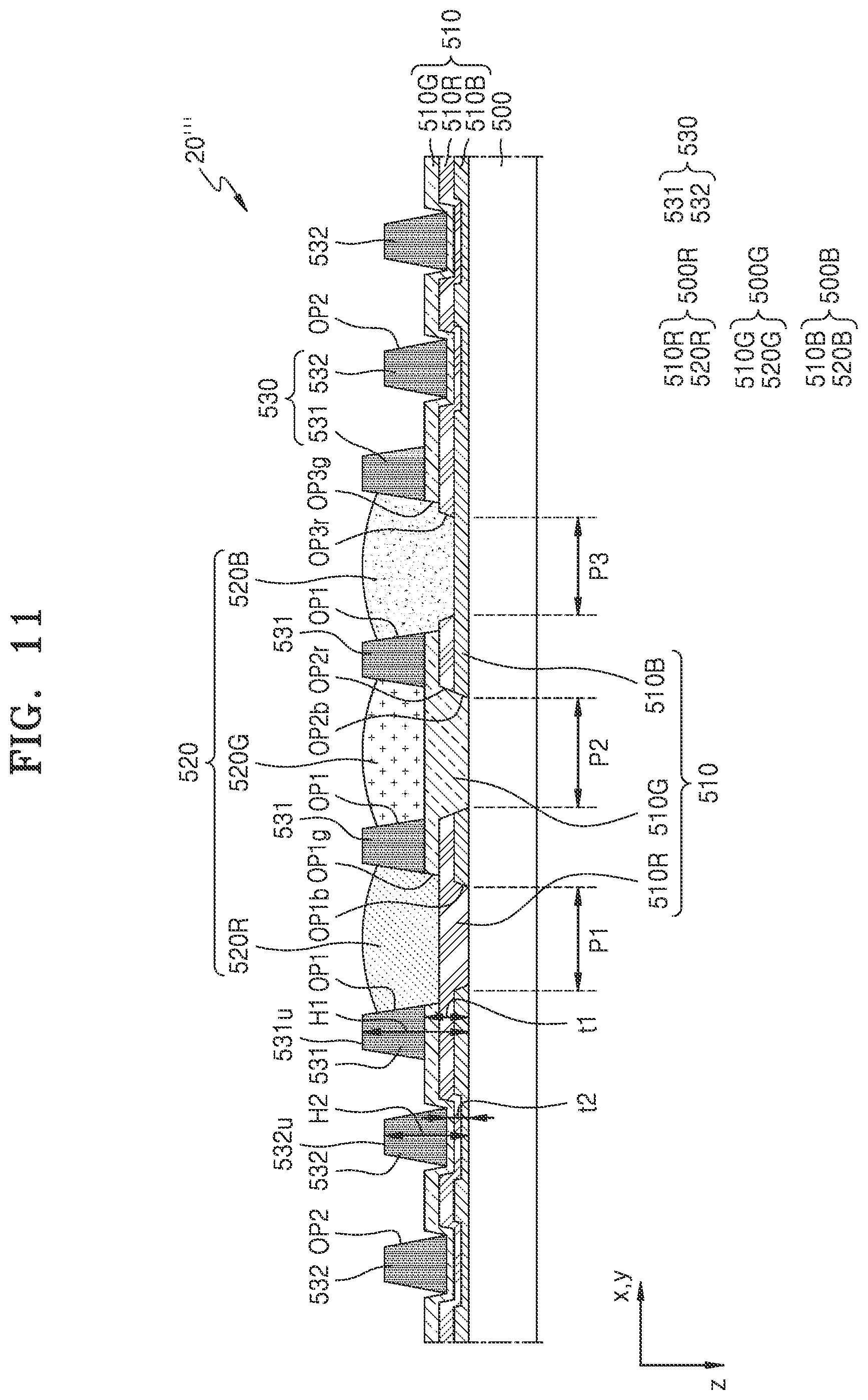 Patent US12433129 Figure 12 – Display apparatus having a bank layer including a first bank portion and a second bank portion