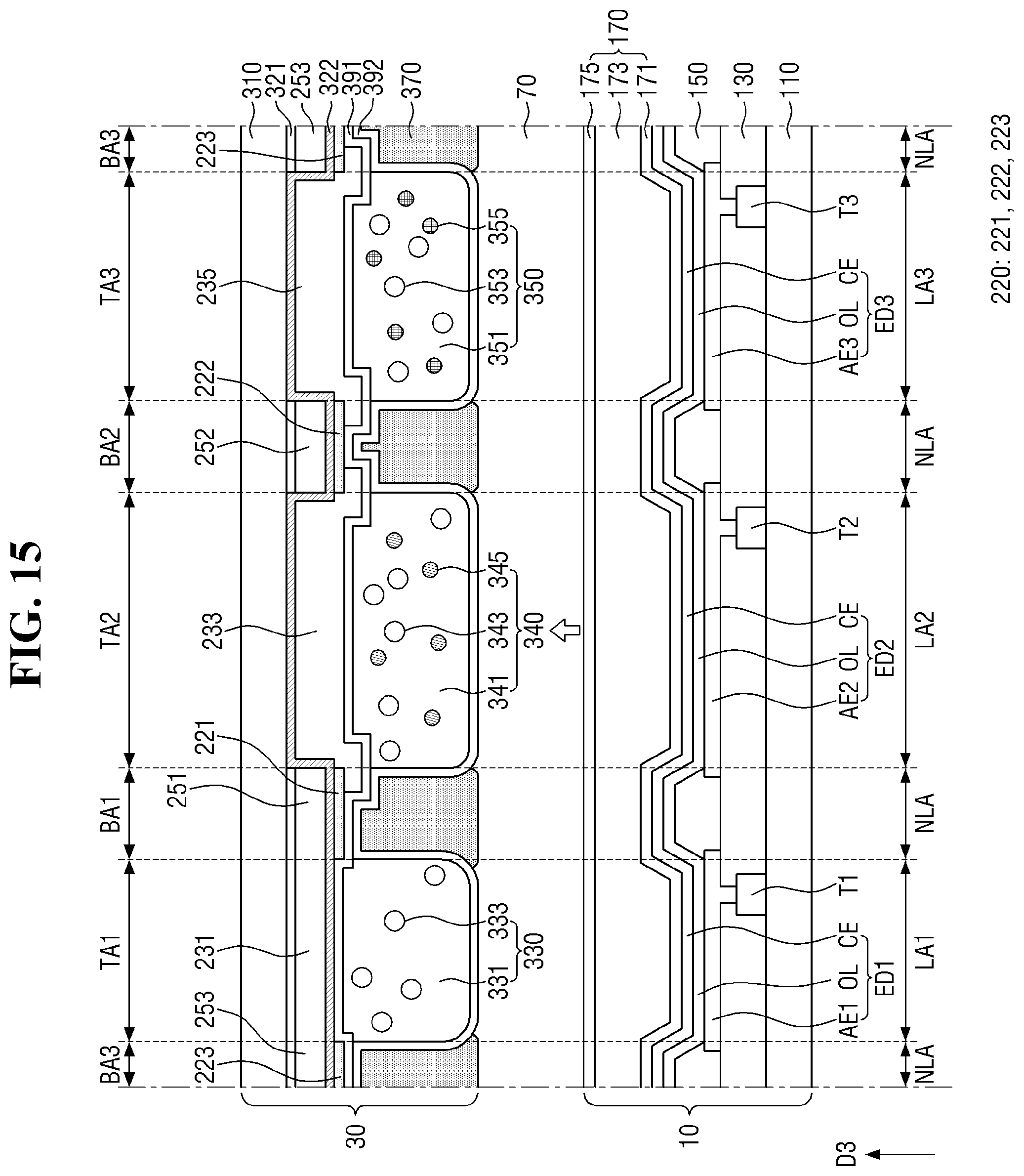 Patent US12433130 Figure 15 – Color converting substrate and display device comprising same