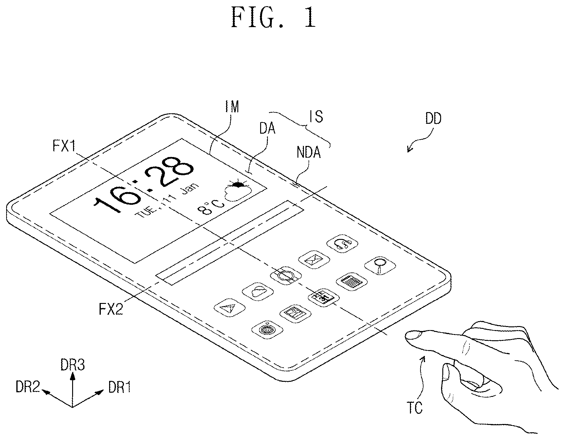 Patent US12433133 Figure 1 – Display device