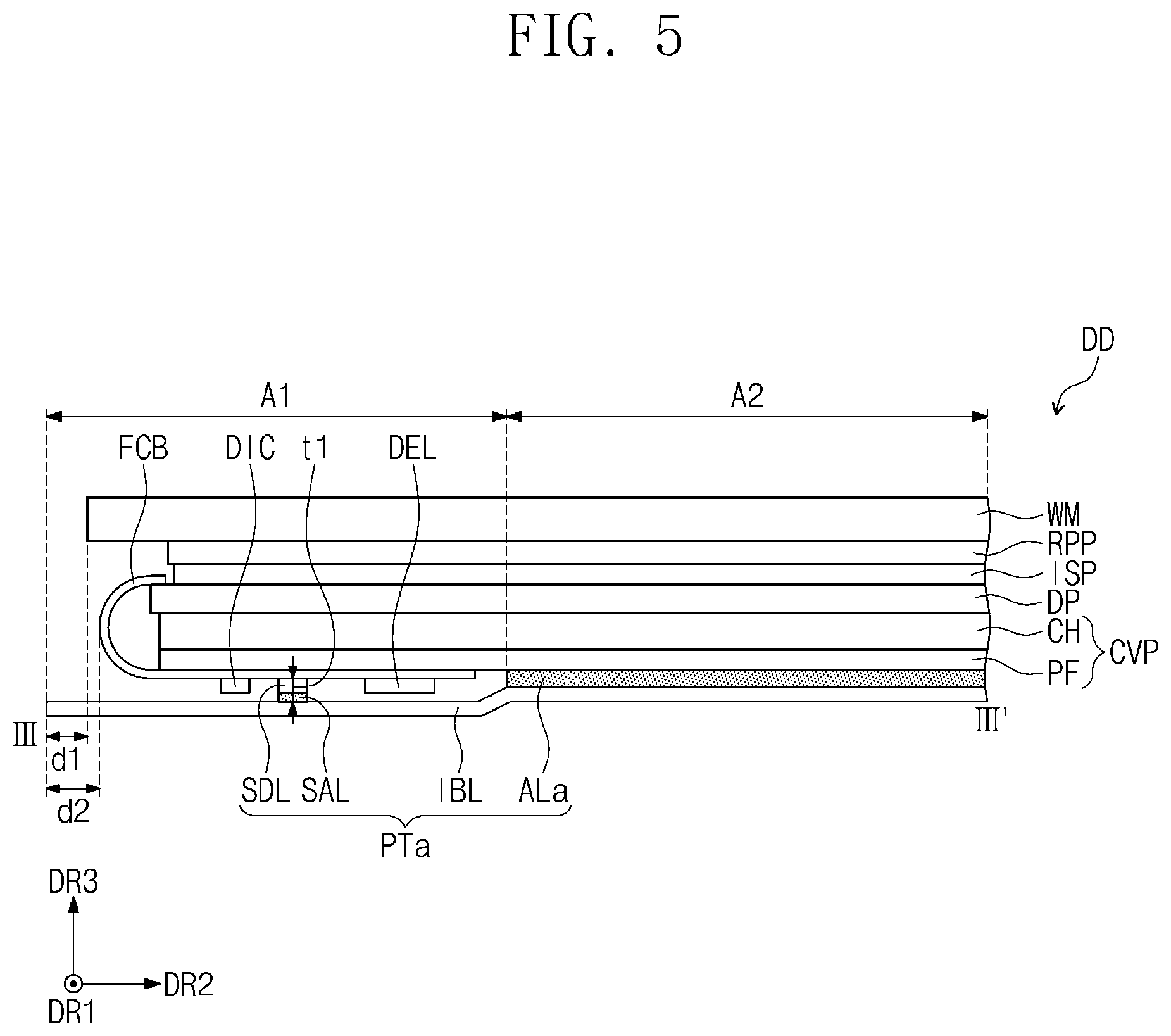 Patent US12433145 Figure 8 – Display device having protection tape and method for fabricating electronic device using the same