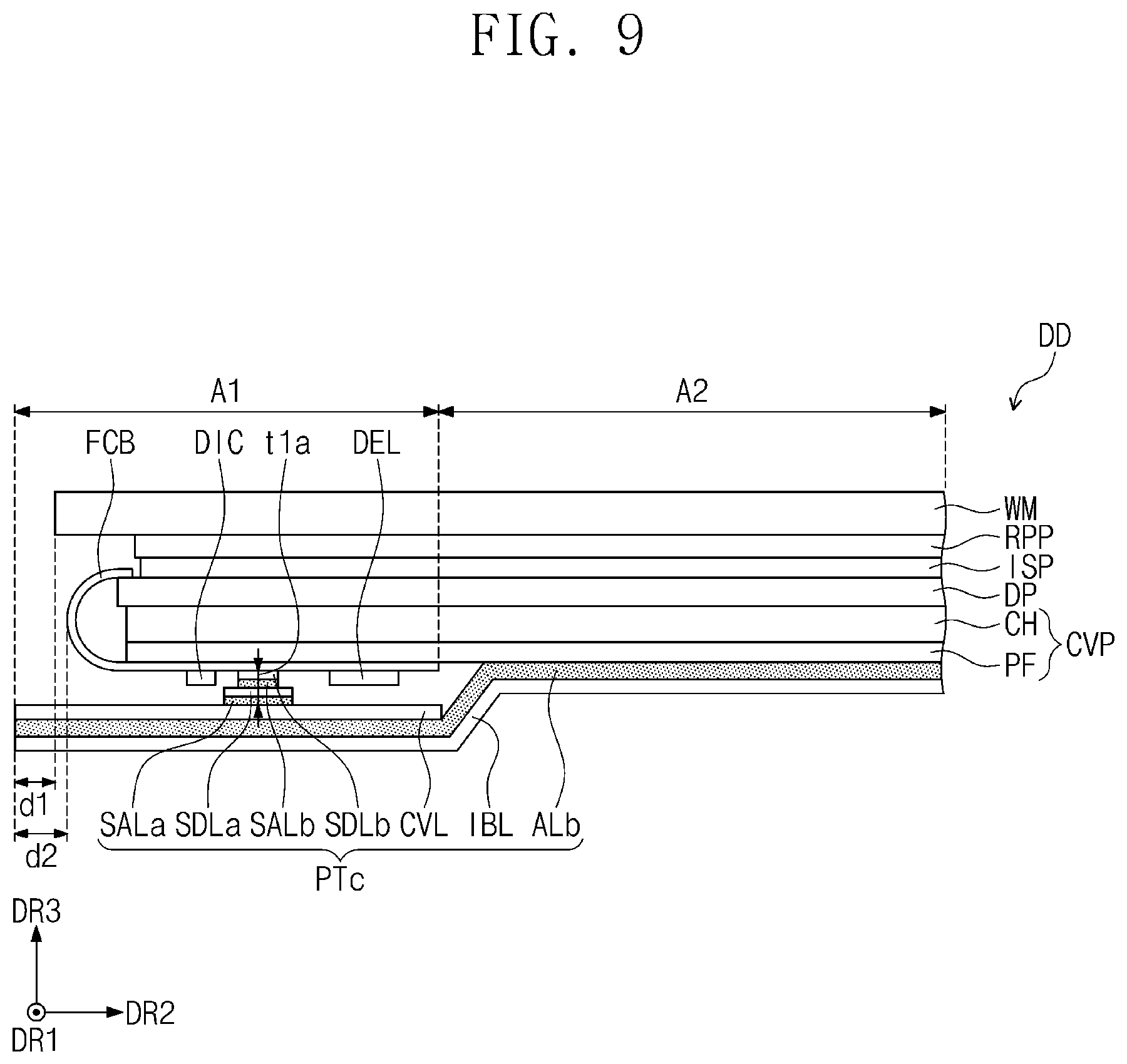 Patent US12433145 Figure 12 – Display device having protection tape and method for fabricating electronic device using the same
