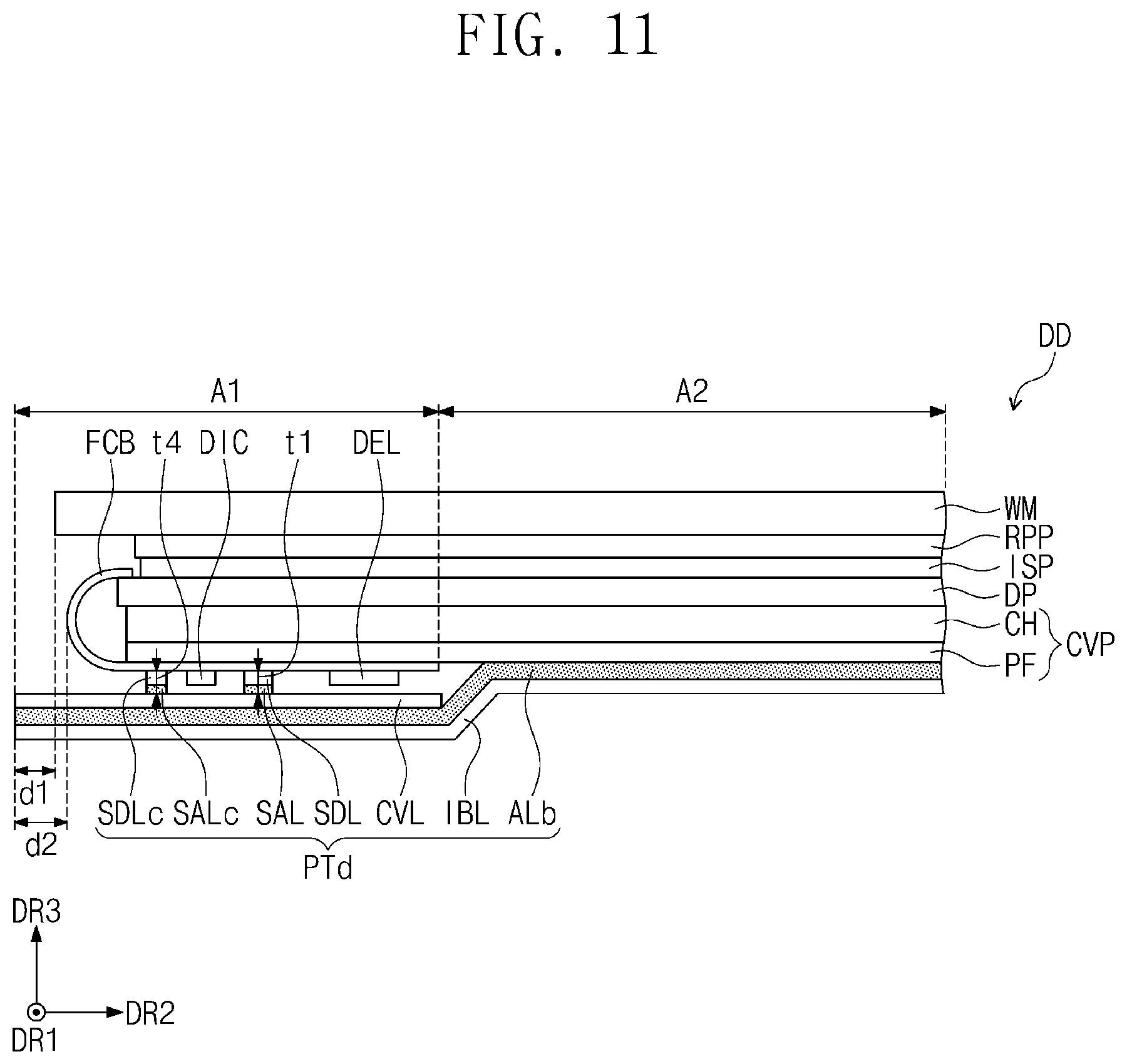 Patent US12433145 Figure 14 – Display device having protection tape and method for fabricating electronic device using the same