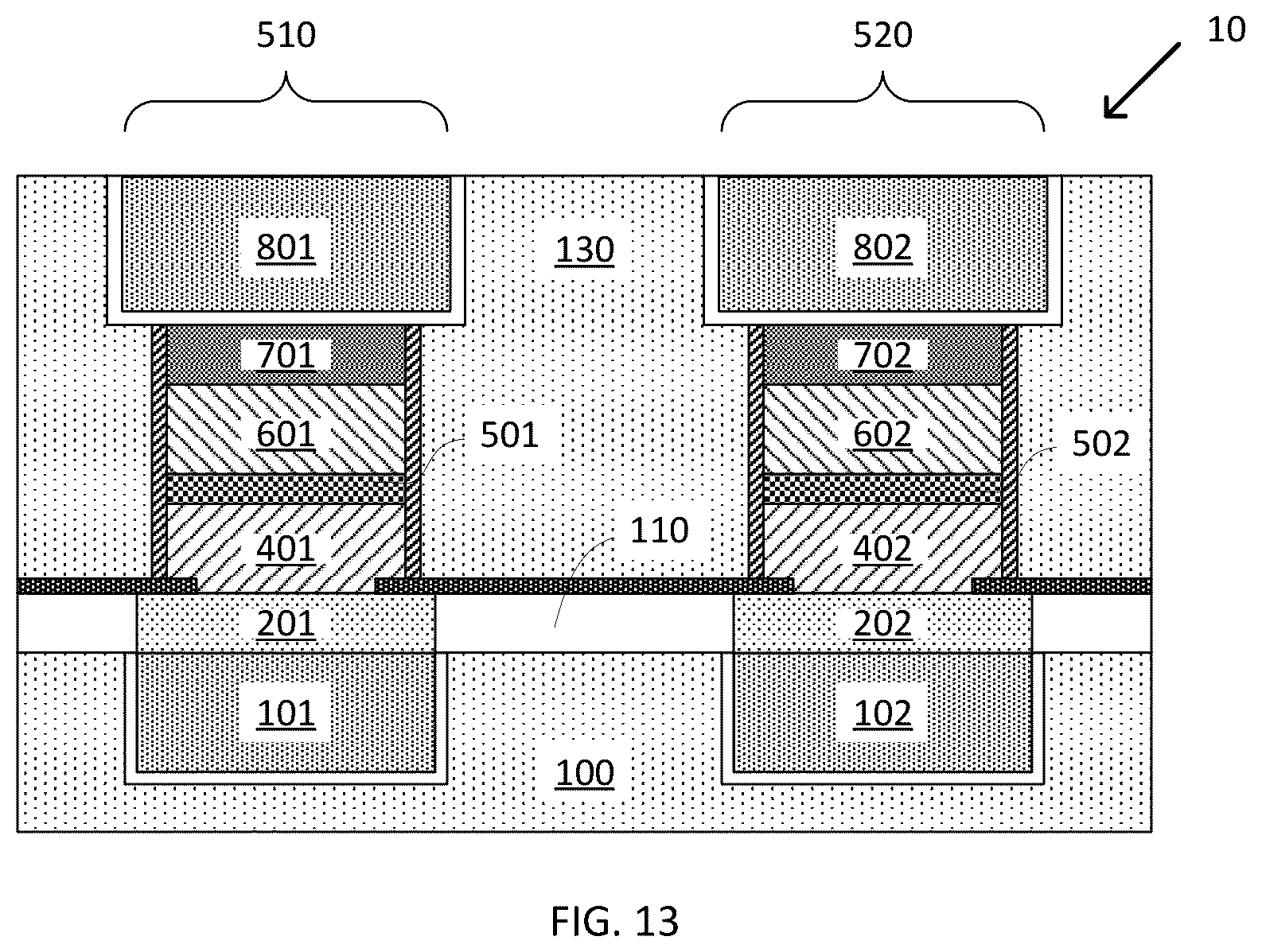 Patent US12433170 Figure 7 – MRAM structure with a T-shaped ferromagnetic layer