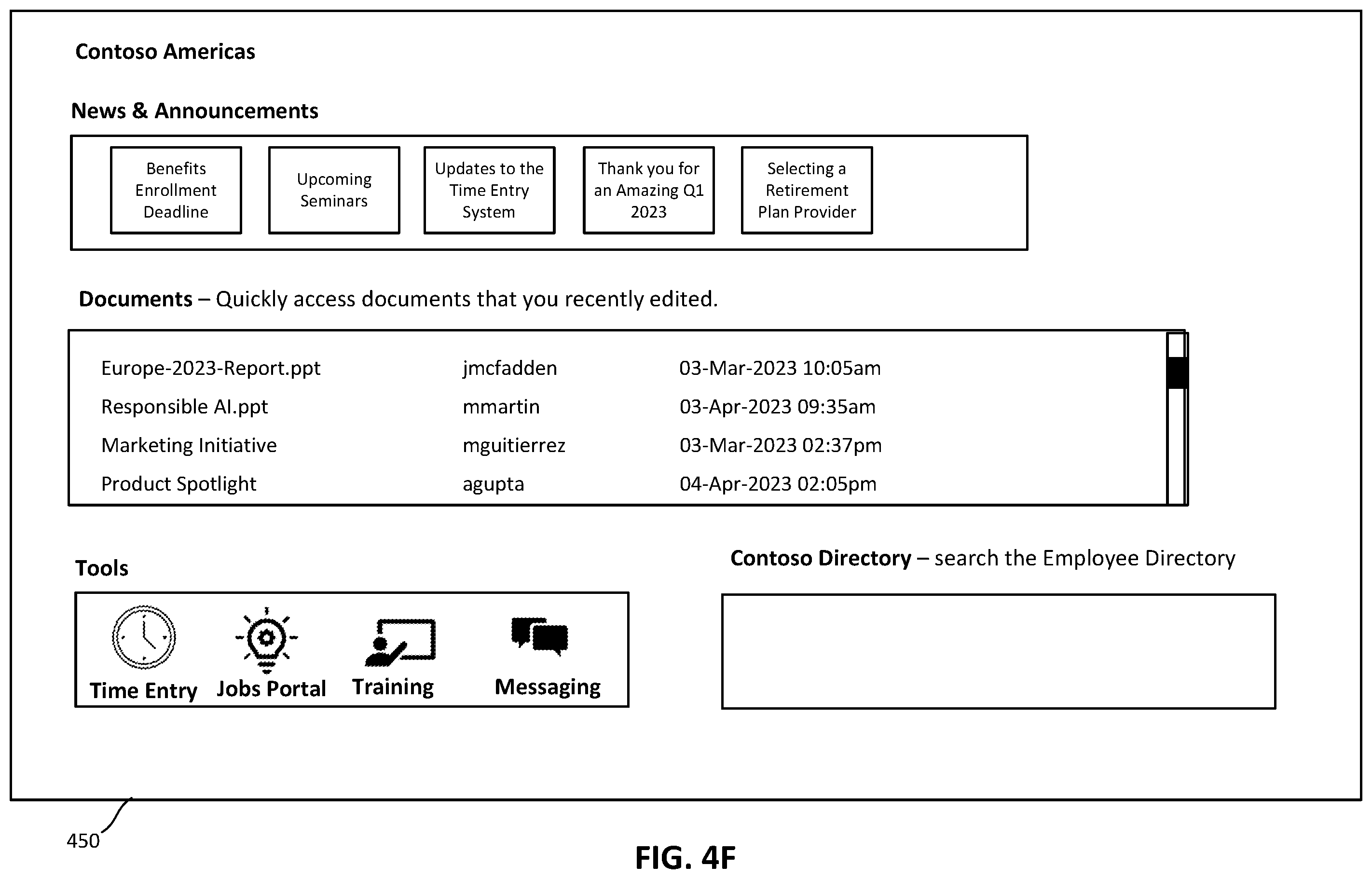 Patent US12437034 Figure 10 – Multiple targeted intranet and employee engagement experiences within a tenant