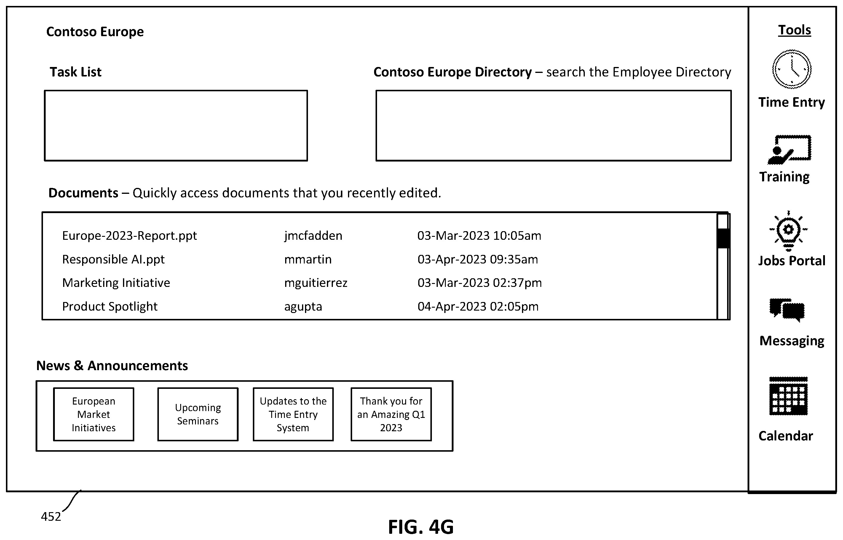 Patent US12437034 Figure 11 – Multiple targeted intranet and employee engagement experiences within a tenant