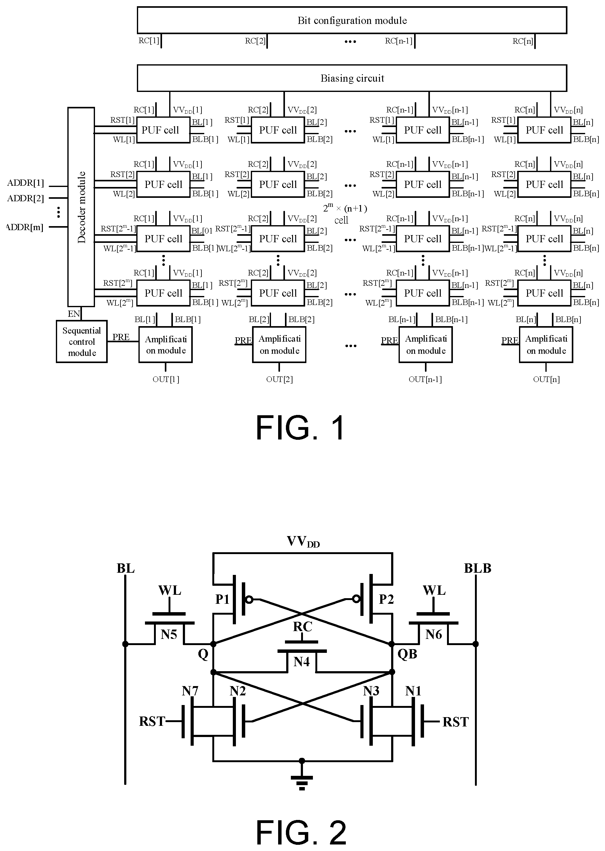 Patent US12437119 Figure 1 – Reconfigurable PUF with two PUF functions
