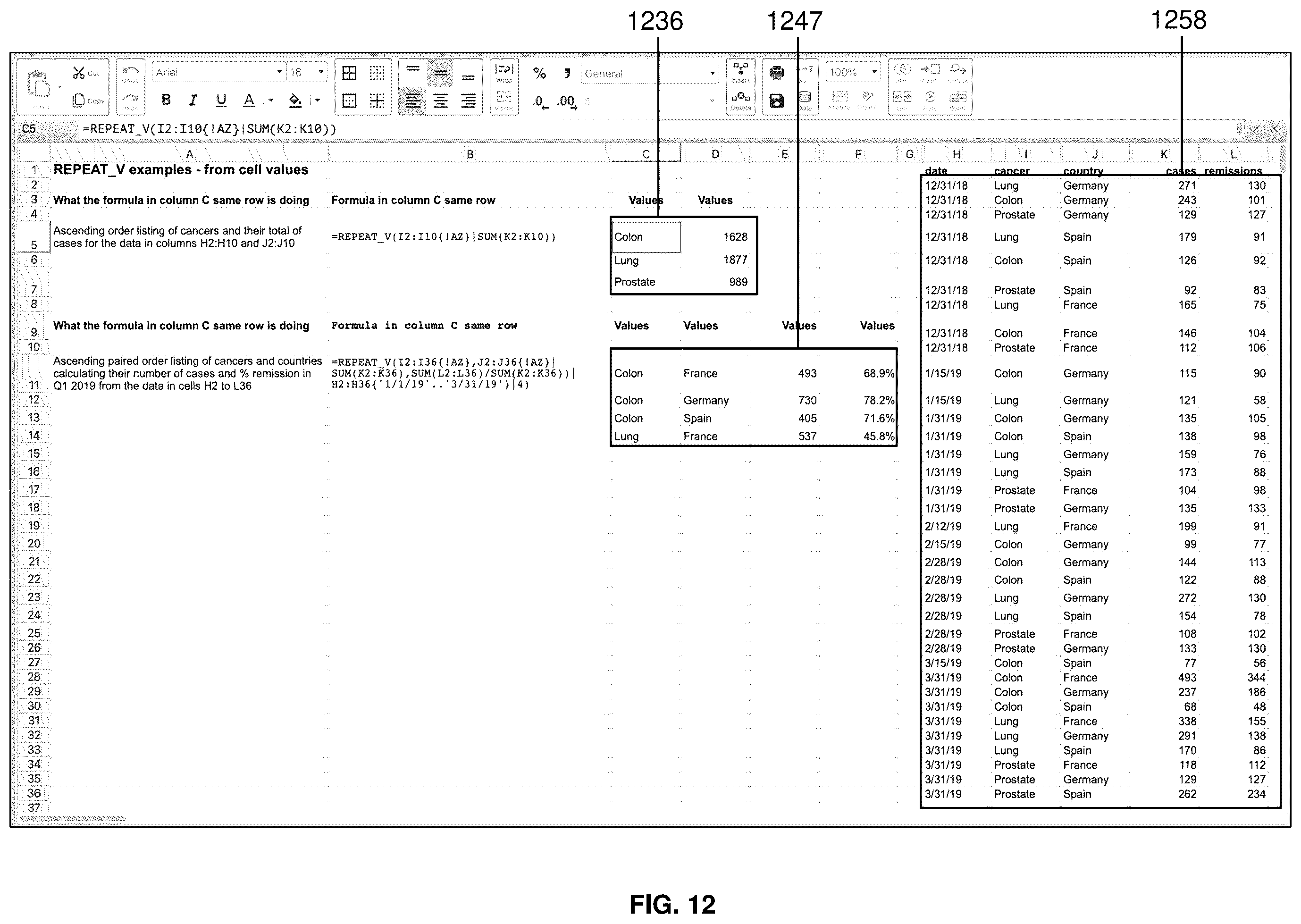 Patent US12437148 Figure 12 – Method and system for improved ordering of output from spreadsheet analytical functions