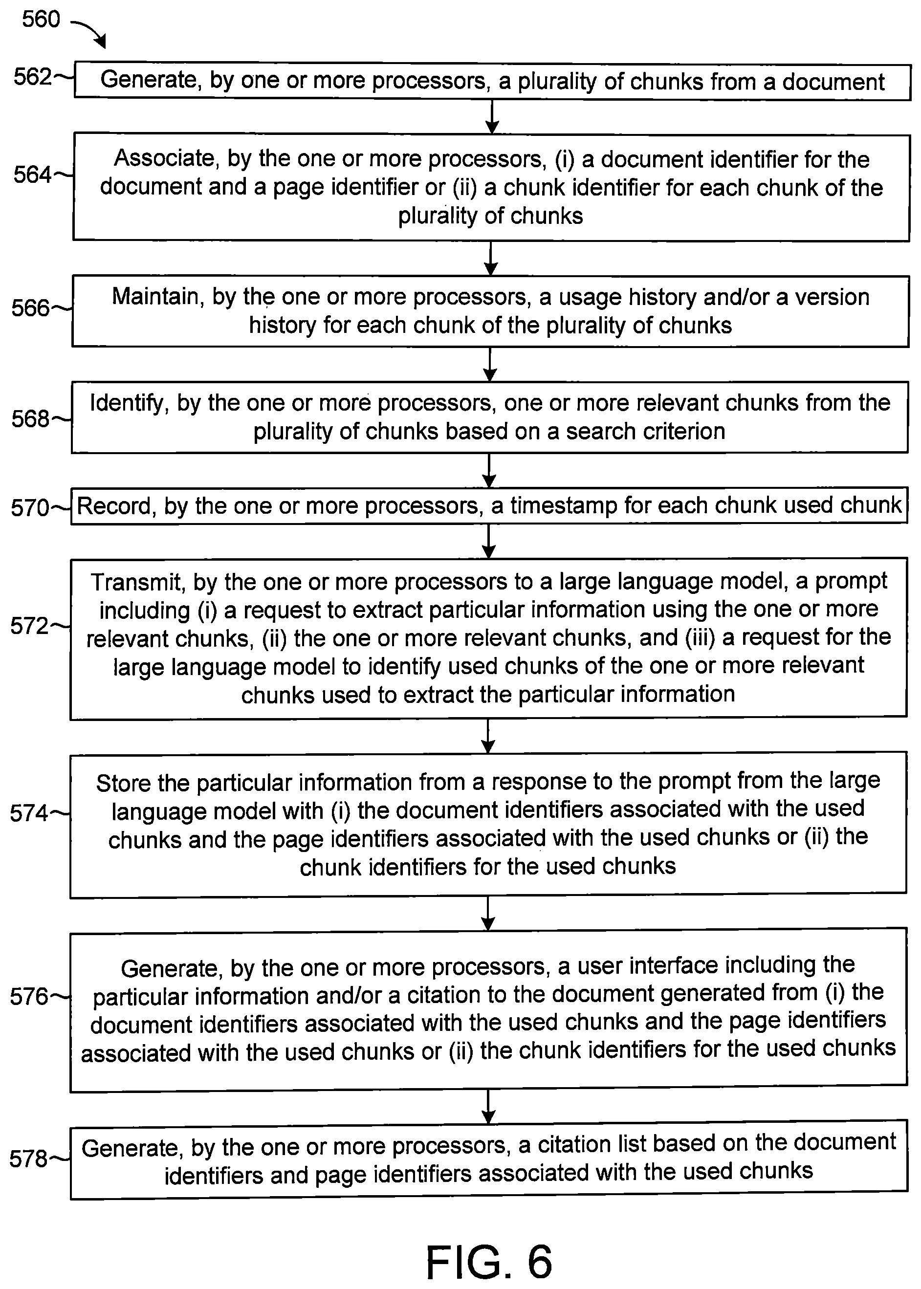 Patent US12437154 Figure 7 – Information extraction system for unstructured documents using retrieval augmentation providing source traceability and error control