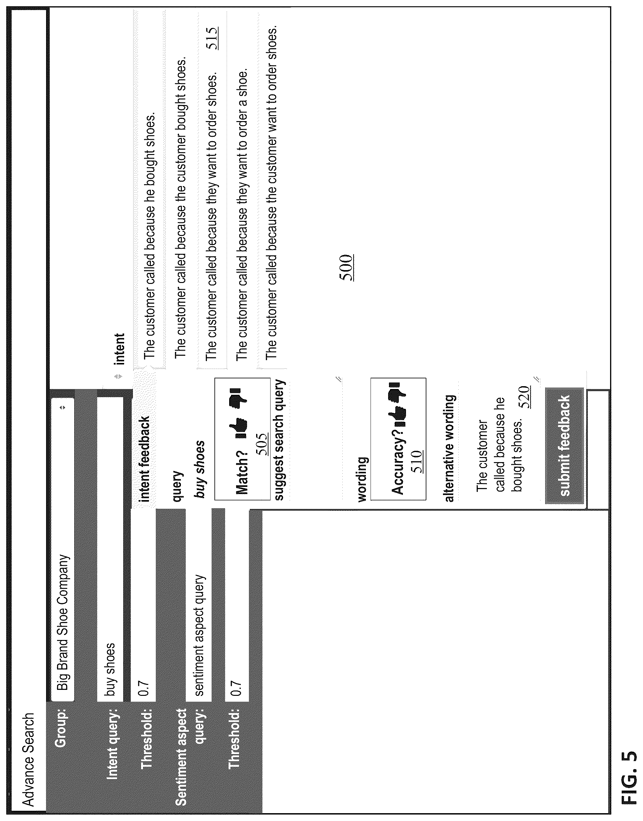 Patent US12437159 Figure 5 – Methods and systems for enhanced searching of conversation data and related analytics in a contact center