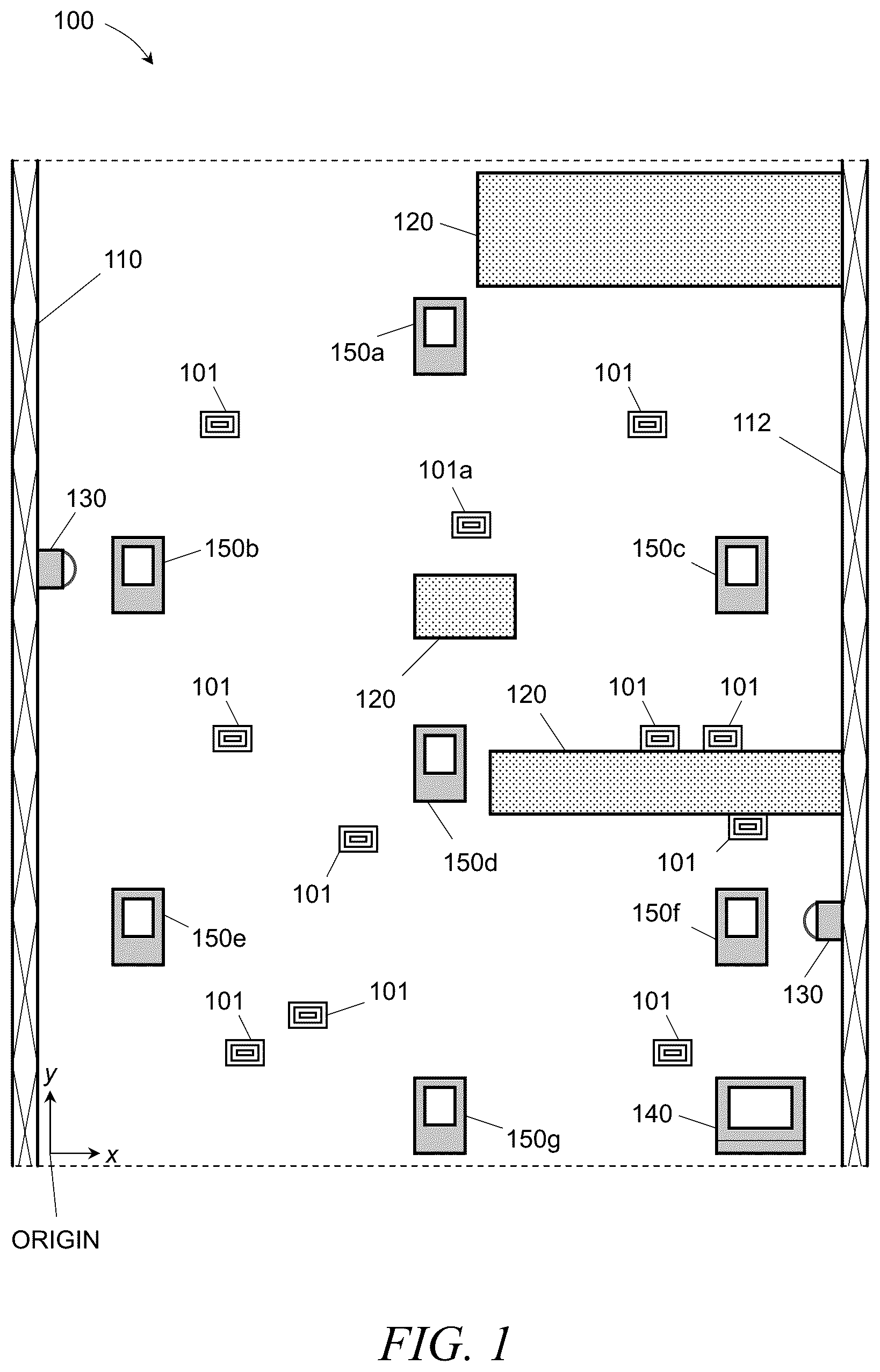 Patent US12437166 — Deploying RFID readers in environments having a dense population of RFID tags — Figure 1
