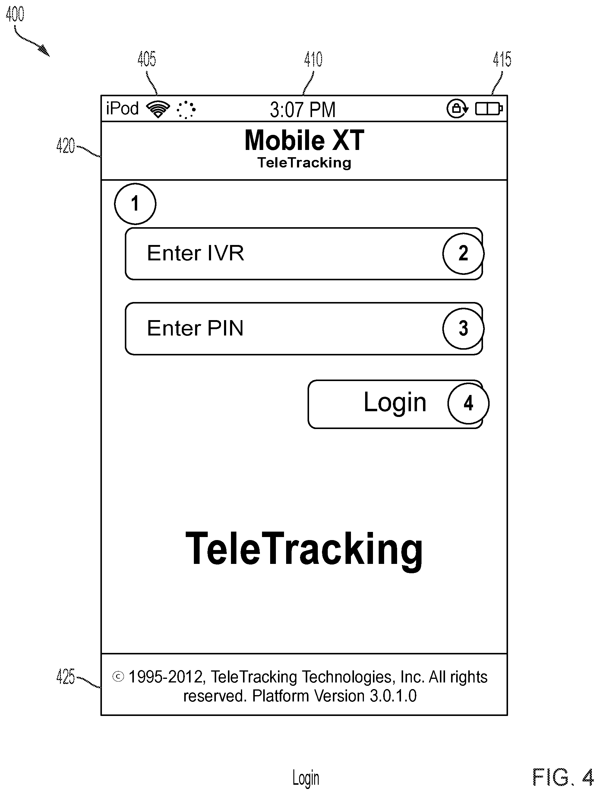 Patent US12437254 Figure 4 – Display of hospital transport information on a portable device