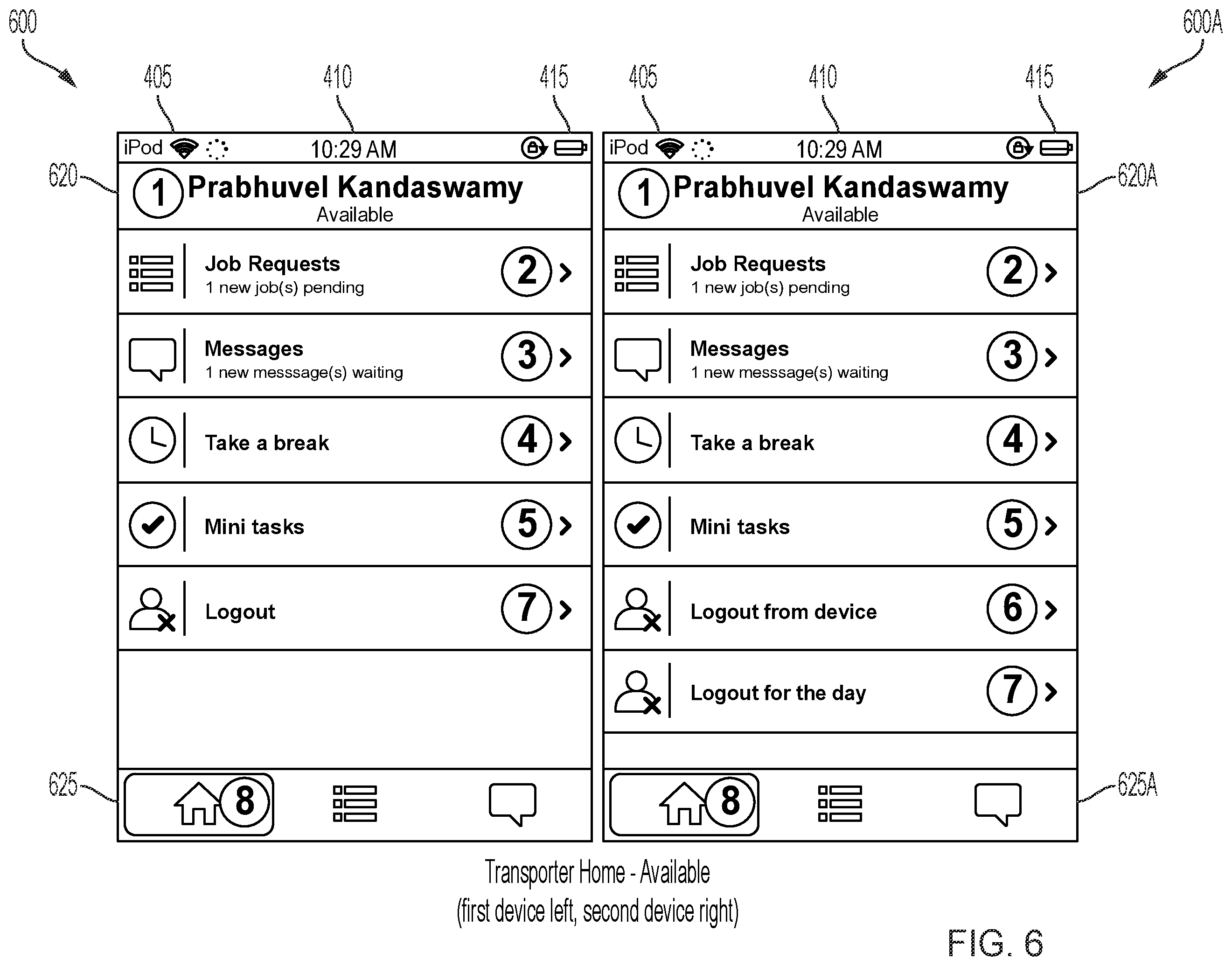 Patent US12437254 Figure 9 – Display of hospital transport information on a portable device