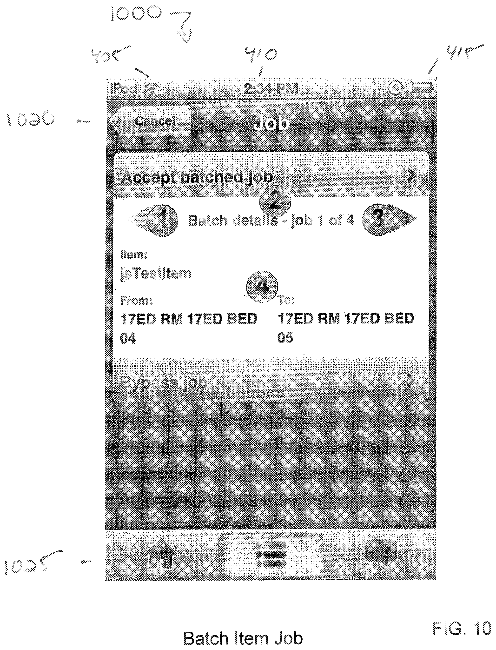 Patent US12437254 Figure 13 – Display of hospital transport information on a portable device