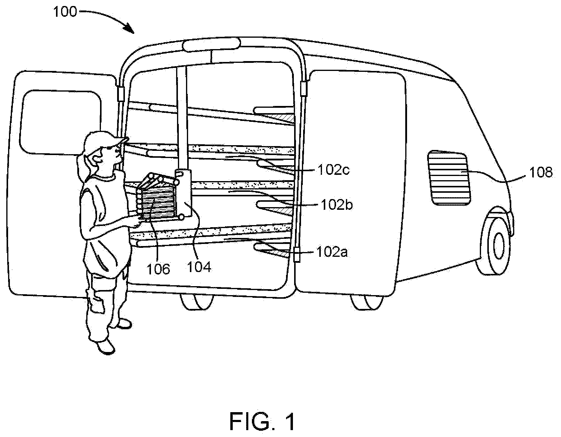 Patent US12437255 Figure 1 – Smart claw vehicle-based package management system
