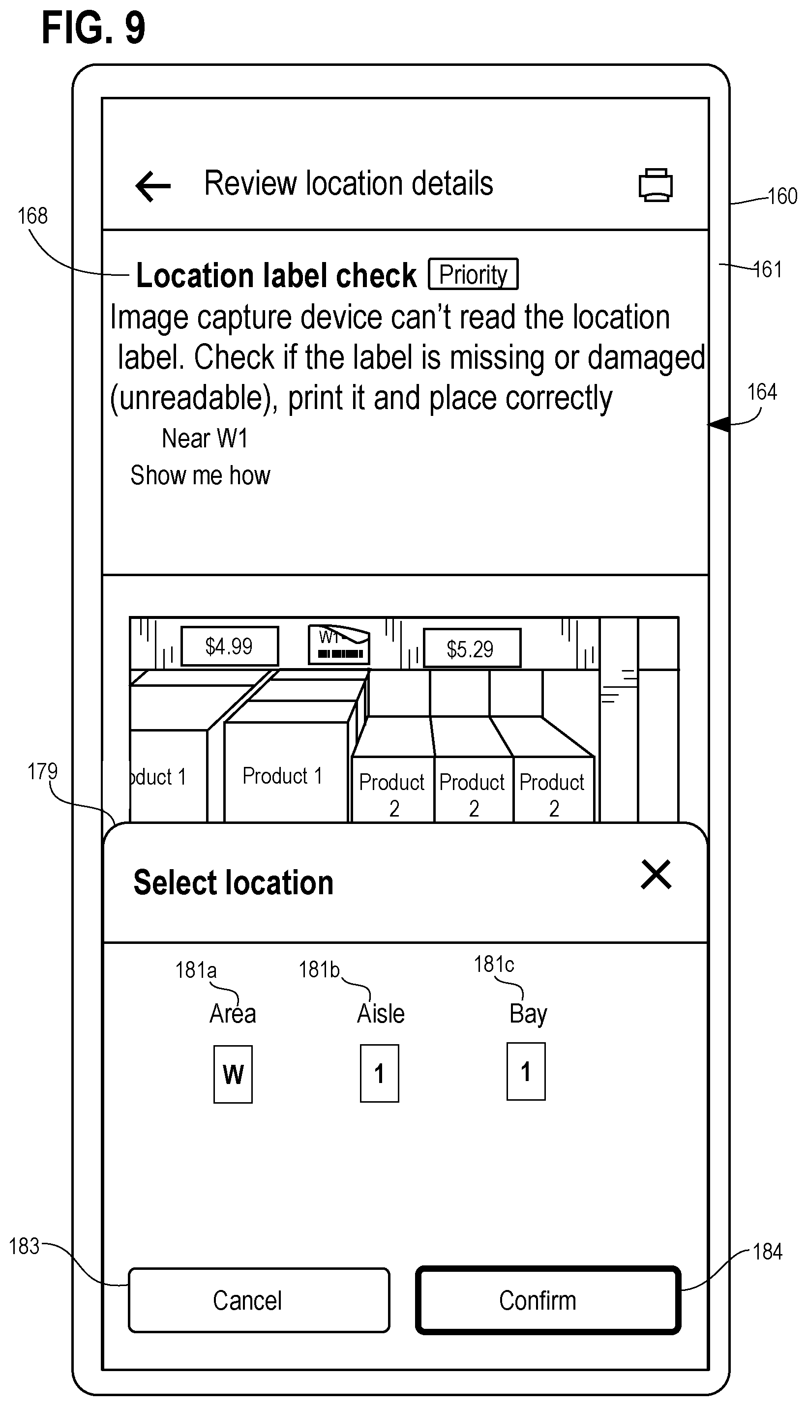 Patent US12437263 Figure 9 – Systems and methods of monitoring location labels of product storage structures of a product storage facility