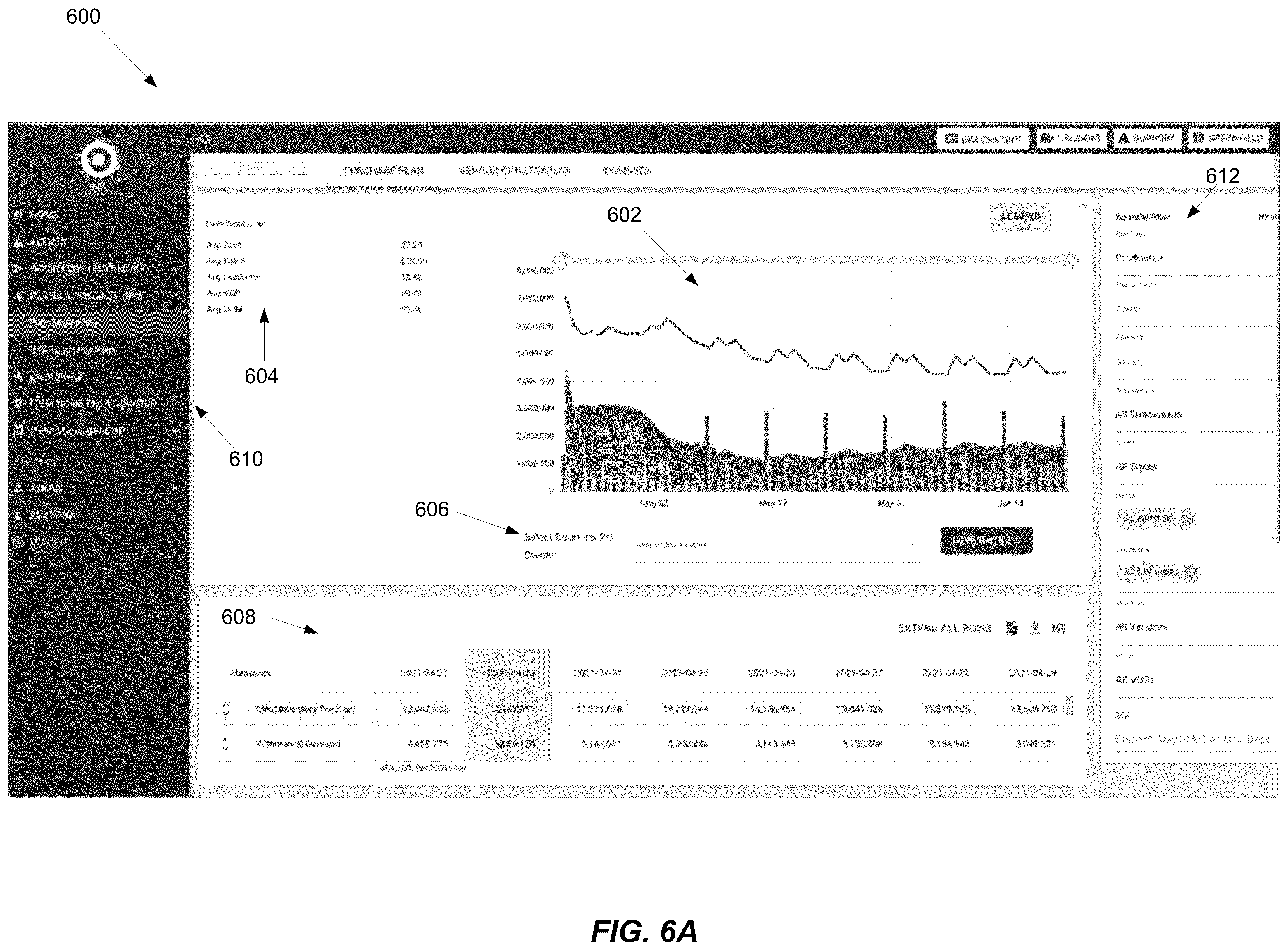 Patent US12437265 Figure 6 – Methods and systems for inventory planning and control