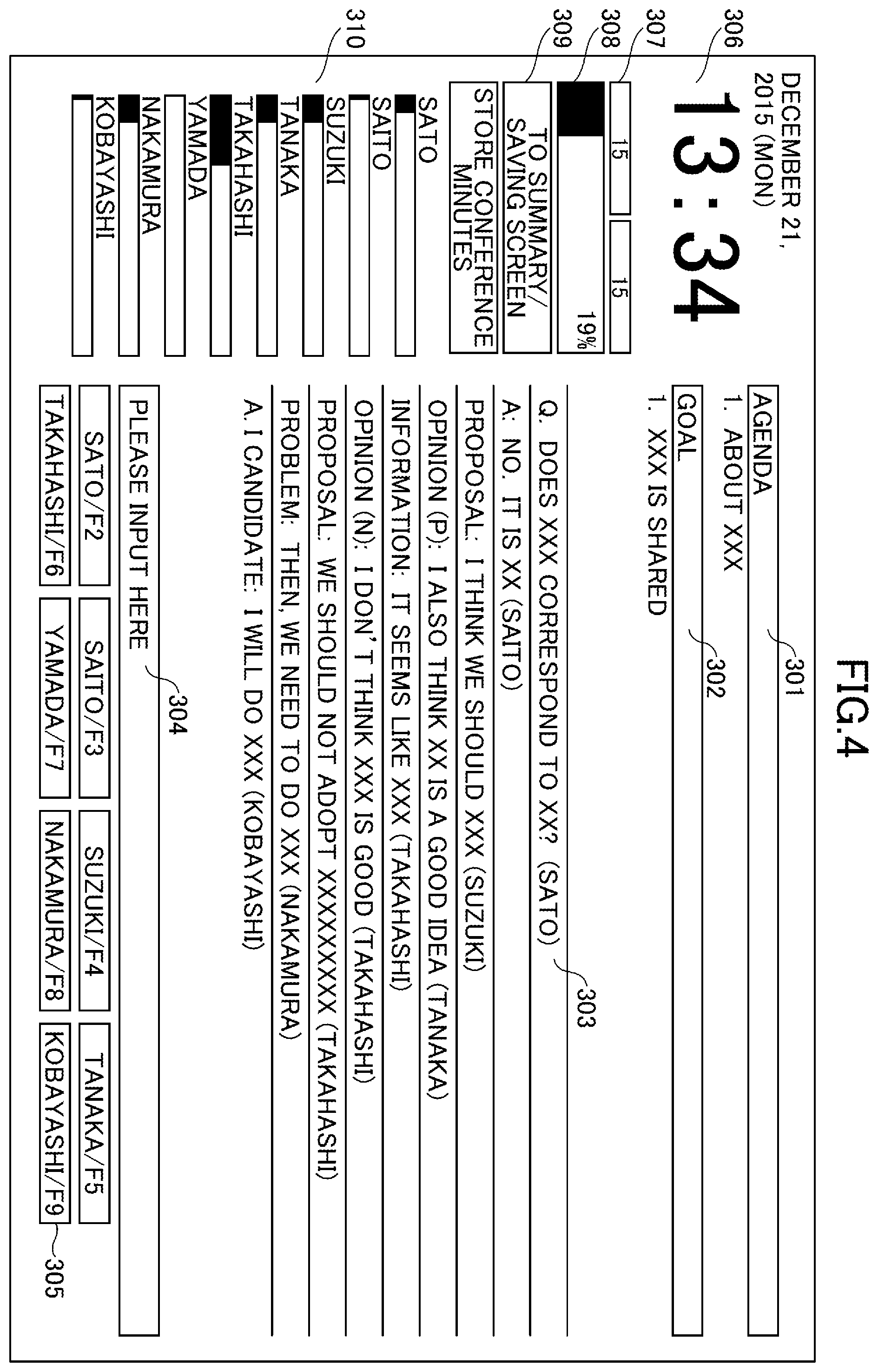 Patent US12437267 Figure 4 – Conference support system, conference support method, and recording medium