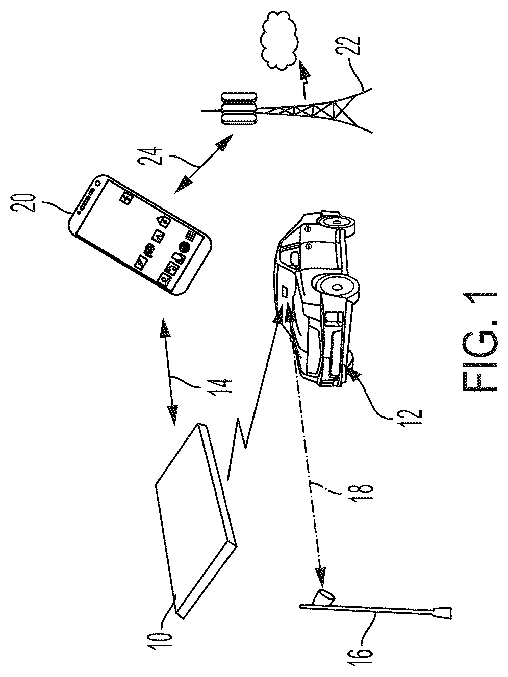 Patent US12437285 Figure 1 – Vehicle tracking system for congestion pricing using transponders