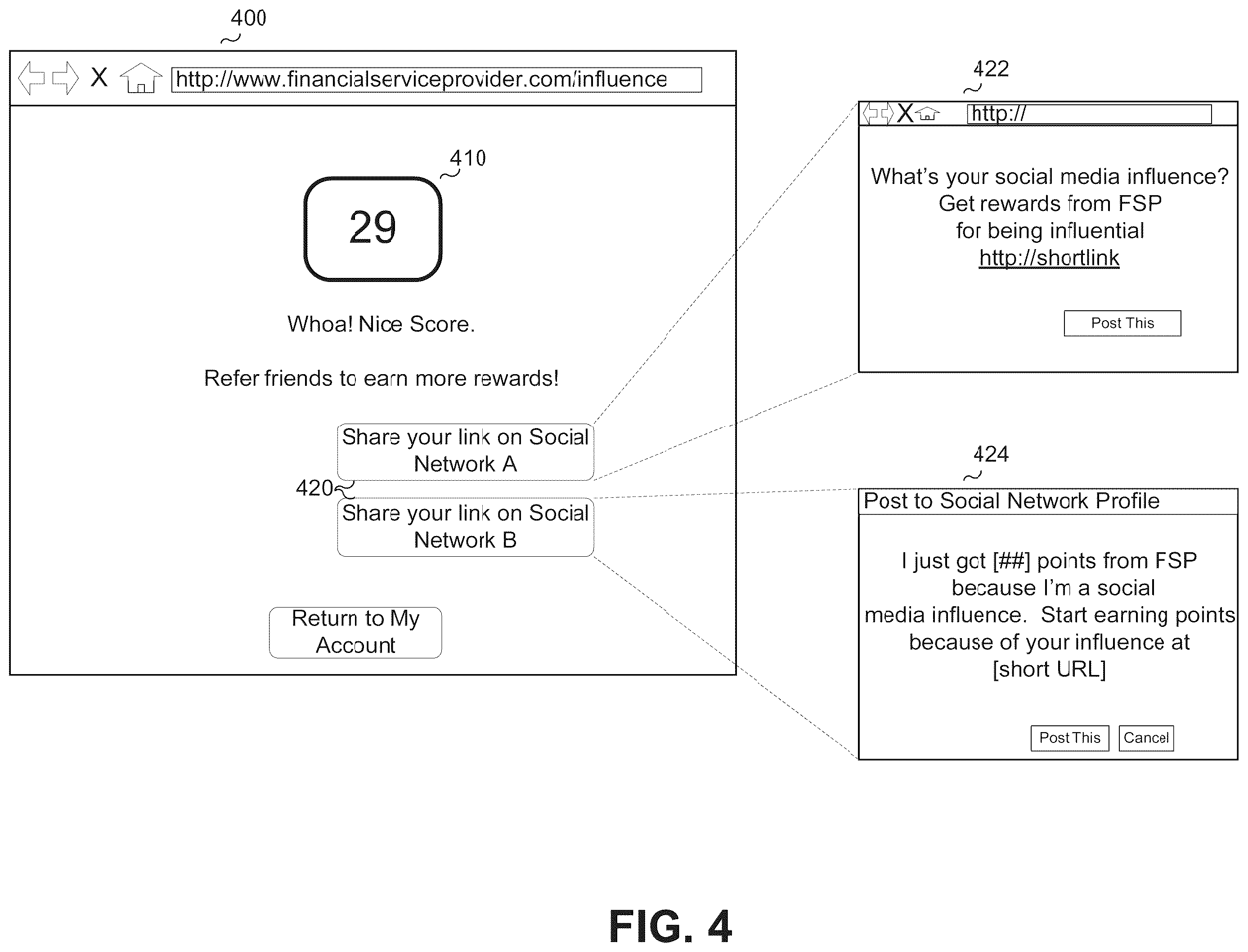 Patent US12437313 Figure 4 – Social media graphical interface system