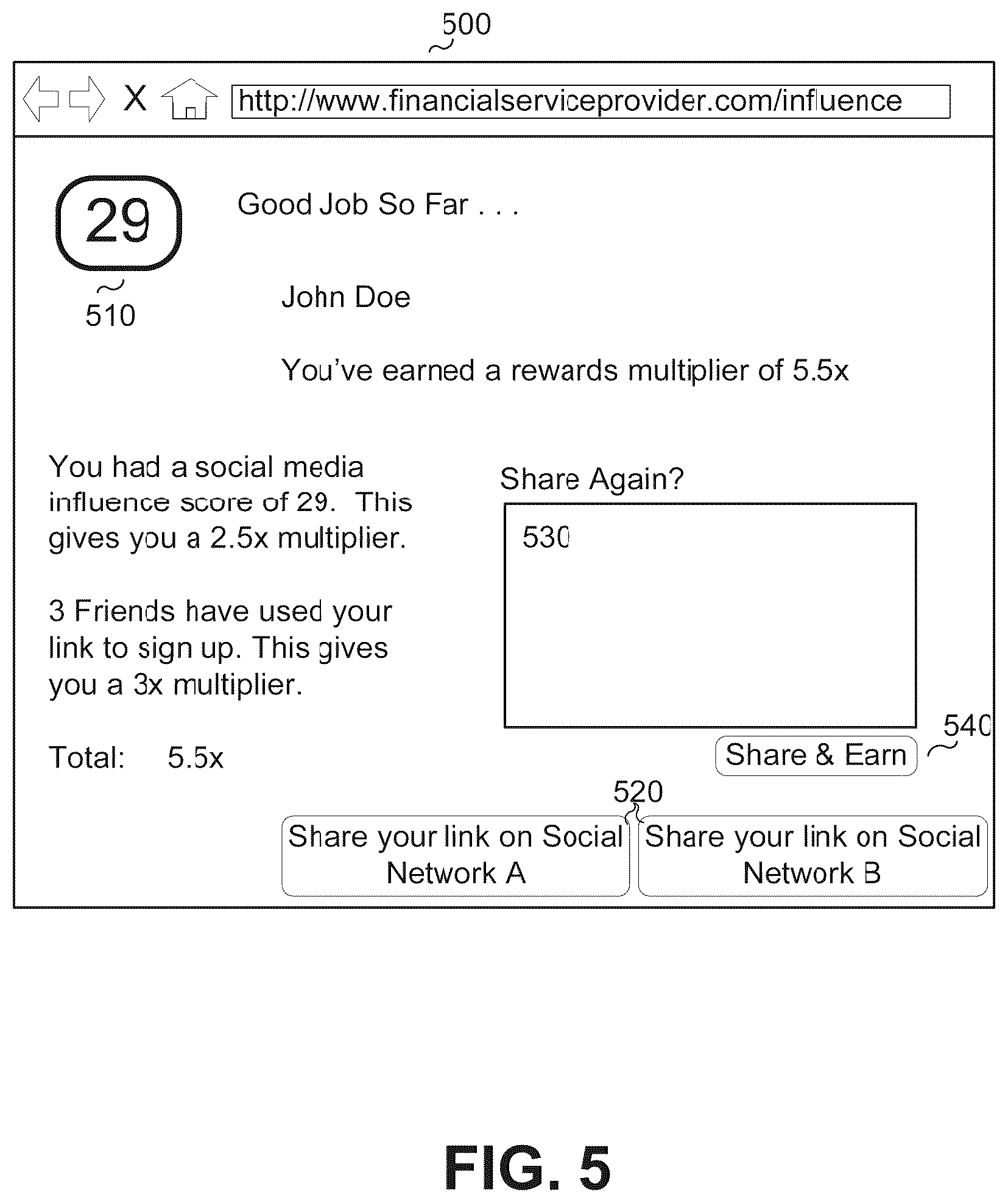 Patent US12437313 Figure 5 – Social media graphical interface system