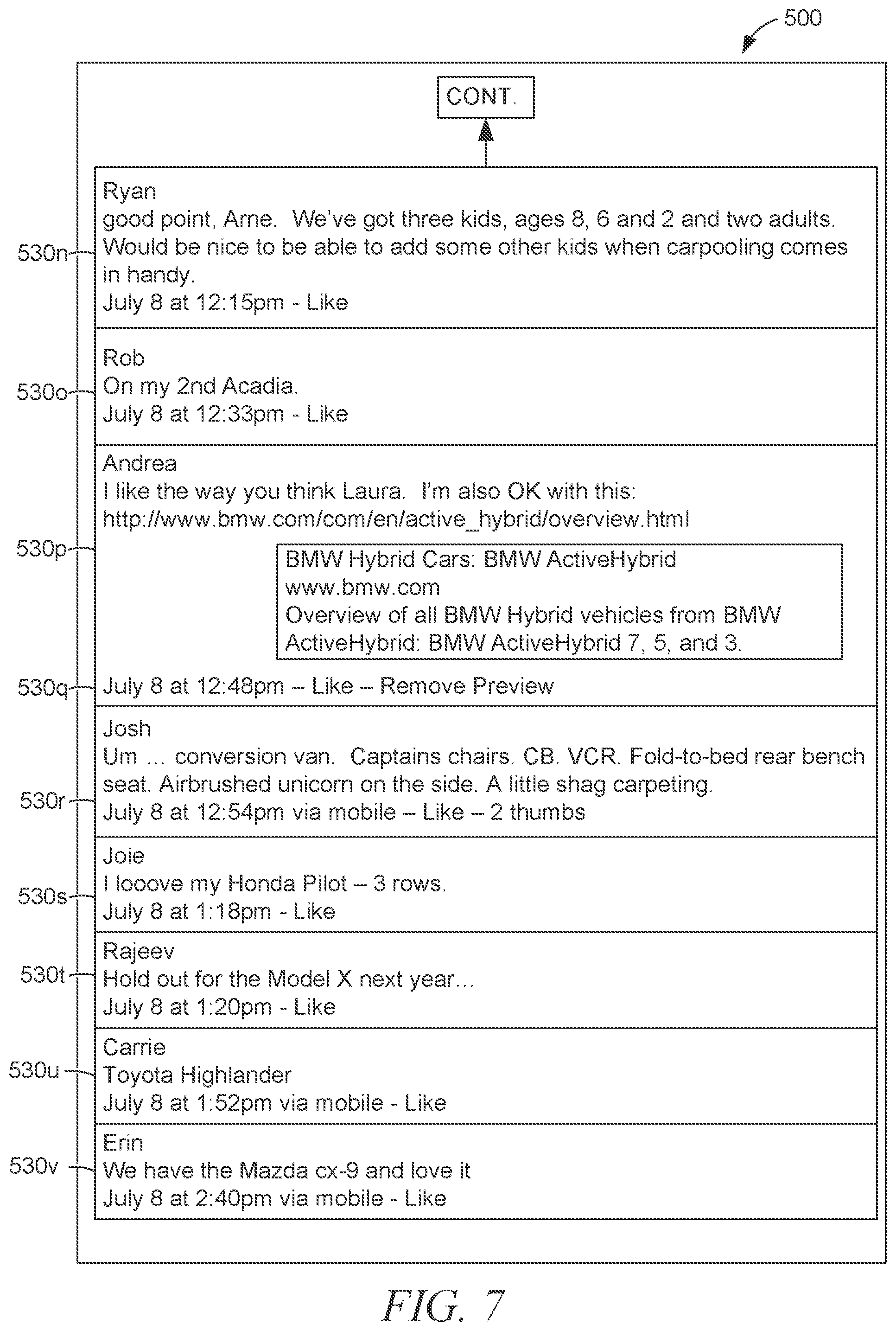 Patent US12437328 Figure 7 – Method, medium, and system for social media-based recommendations